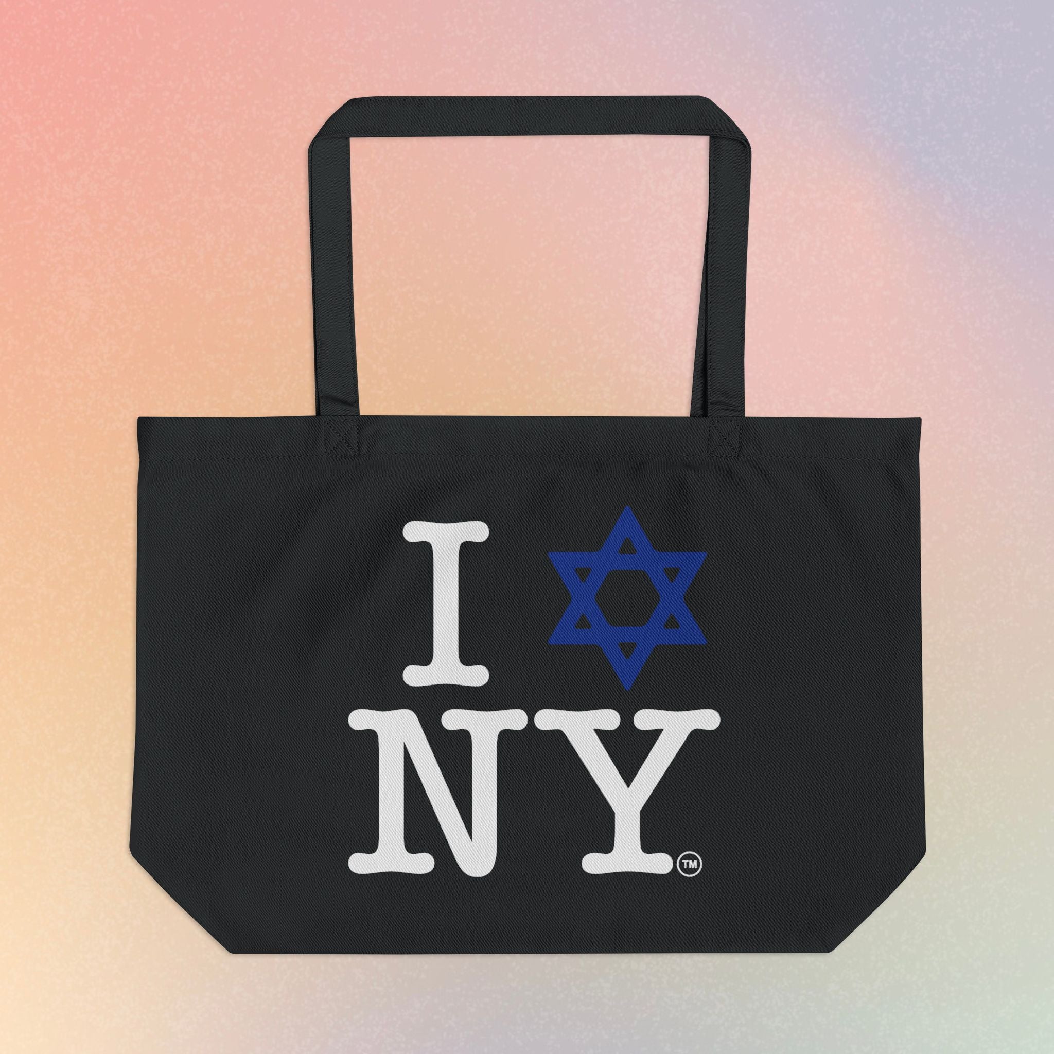 I NY Jewish Star LARGE Eco Tote — Jewish Pride Reusable Market Bag