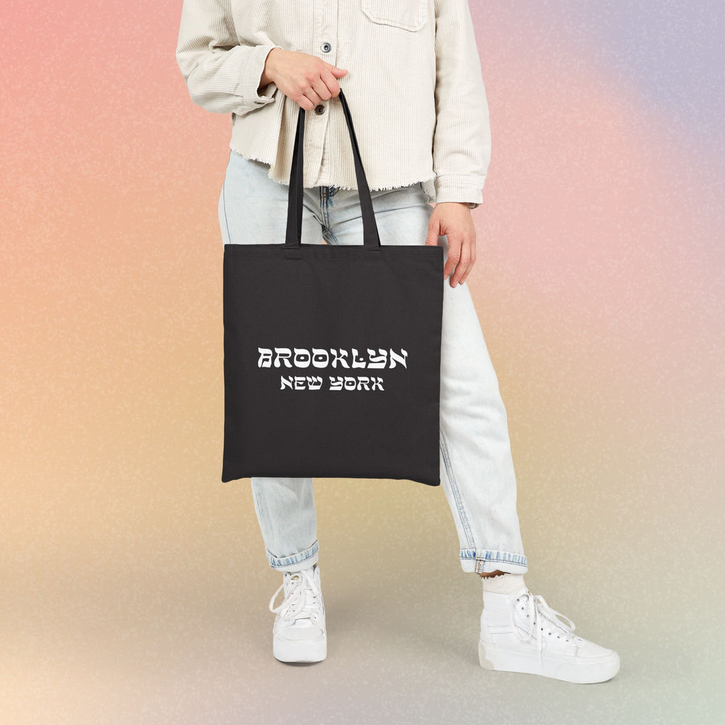 Brooklyn New York Hebrew Style Font Cotton Canvas Tote Bag