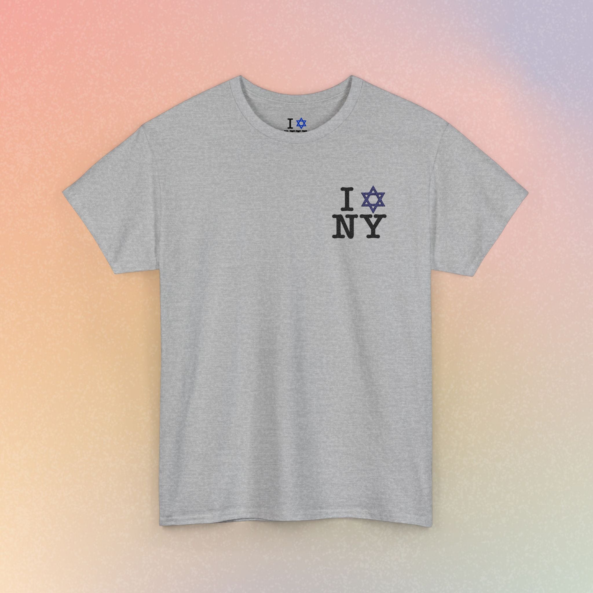 I Love NY Jewish Star Embroidered T-Shirt (Light Colors) | Jewish New York Tee