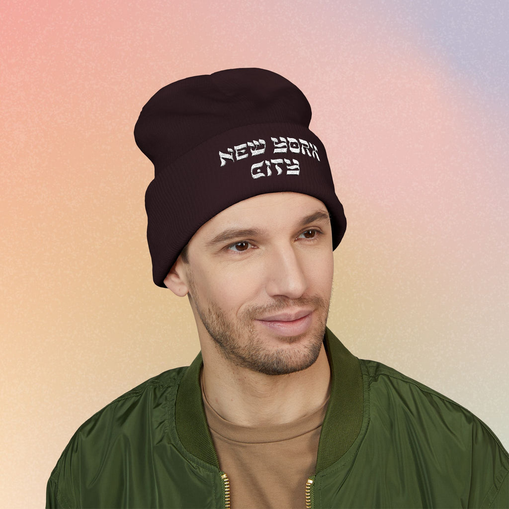 New York City Hebrew Style Font Classic Cuffed Beanie (Embroidery)