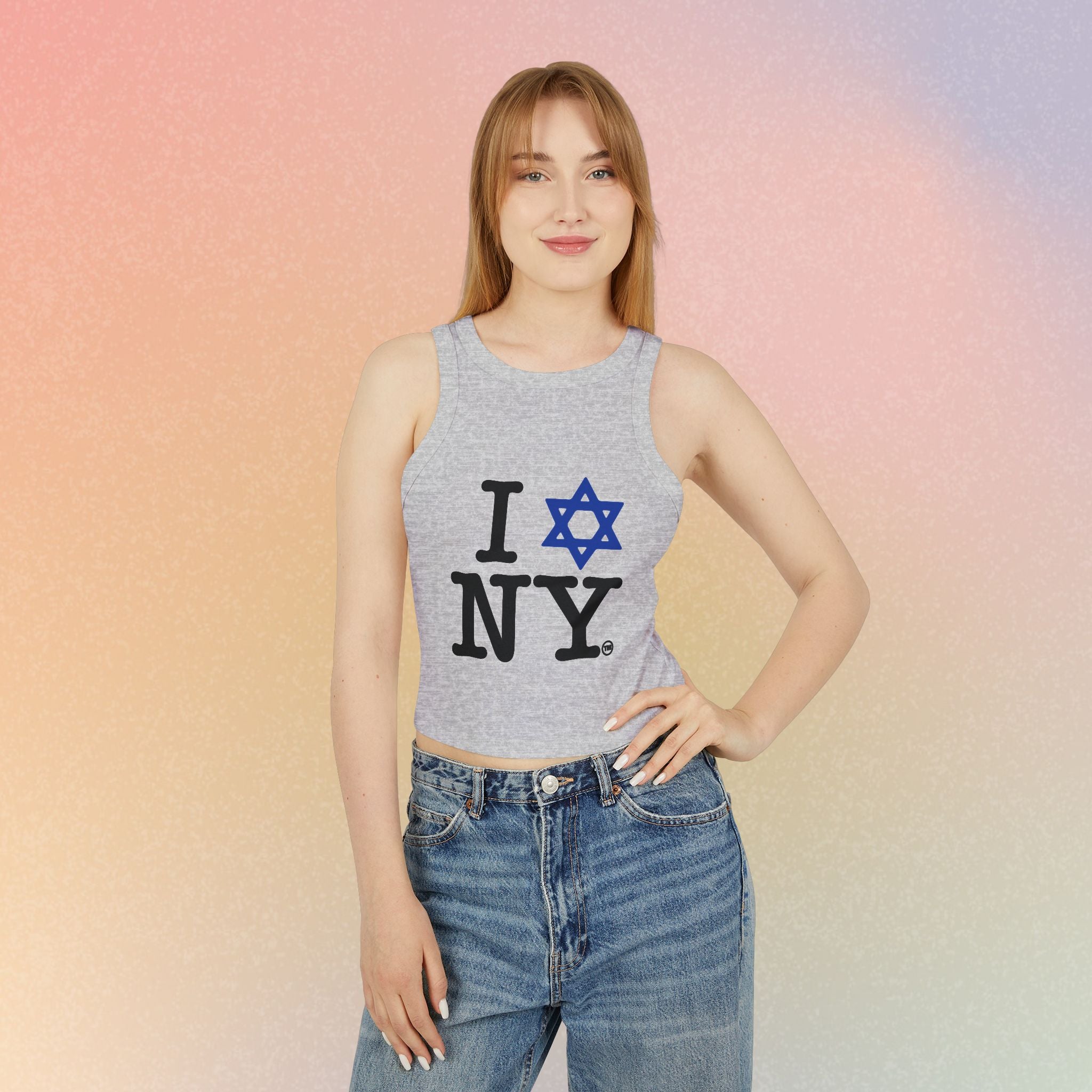 I Love New York Jewish Star Women's Micro Rib Racer Tank Top | New York Jewish Pride