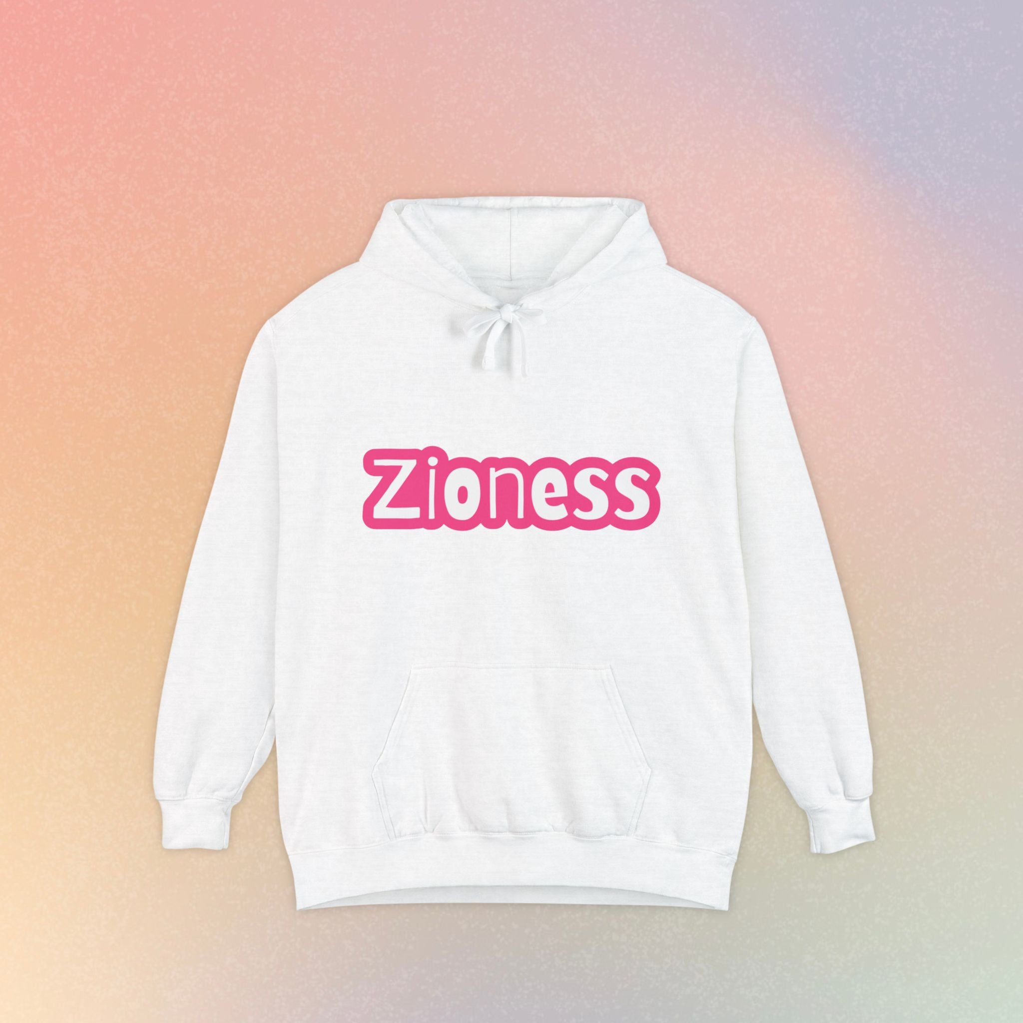 Zioness Hoodie — Pink Retro Logo Pullover