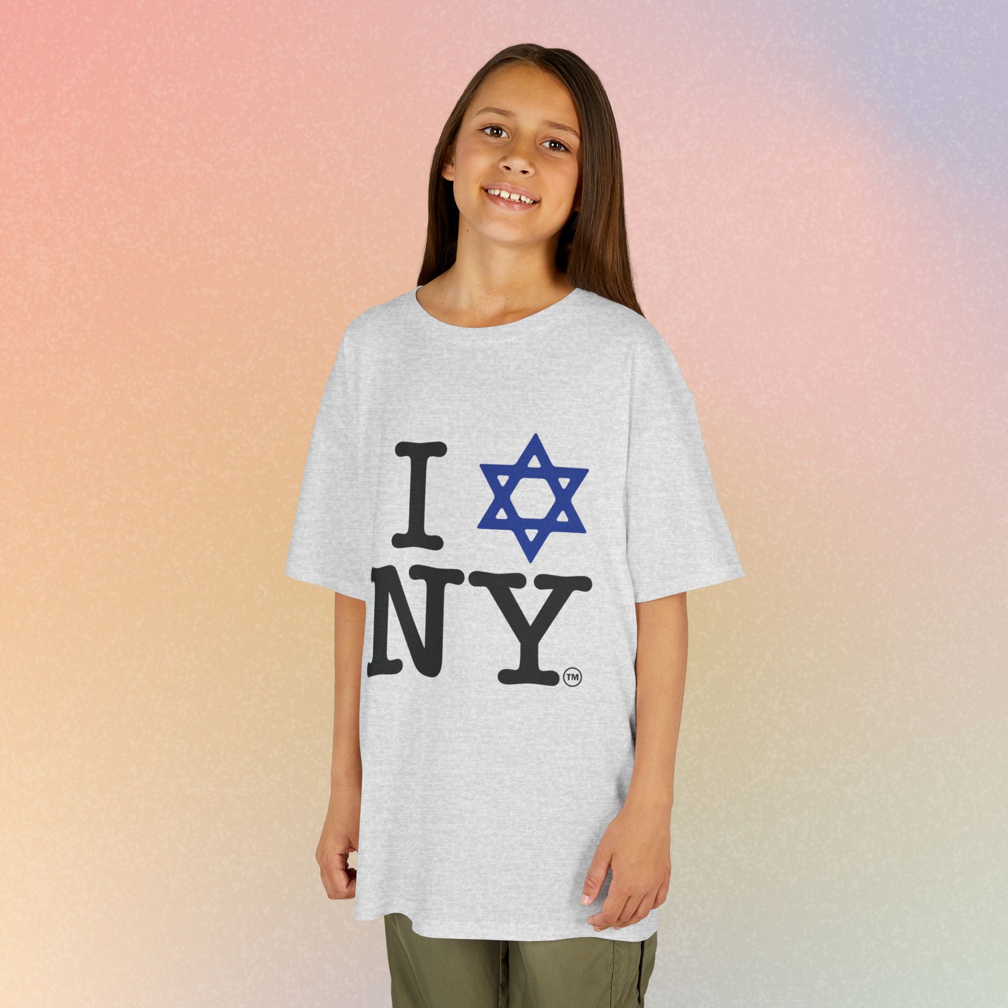 Kids I Jewish Star Love NY T-Shirt — Youth Jewish New York Pride Tee