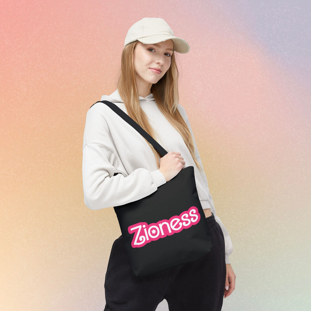 Zioness Jewish Pride Tote Bag | Pink Barbie Font Logo