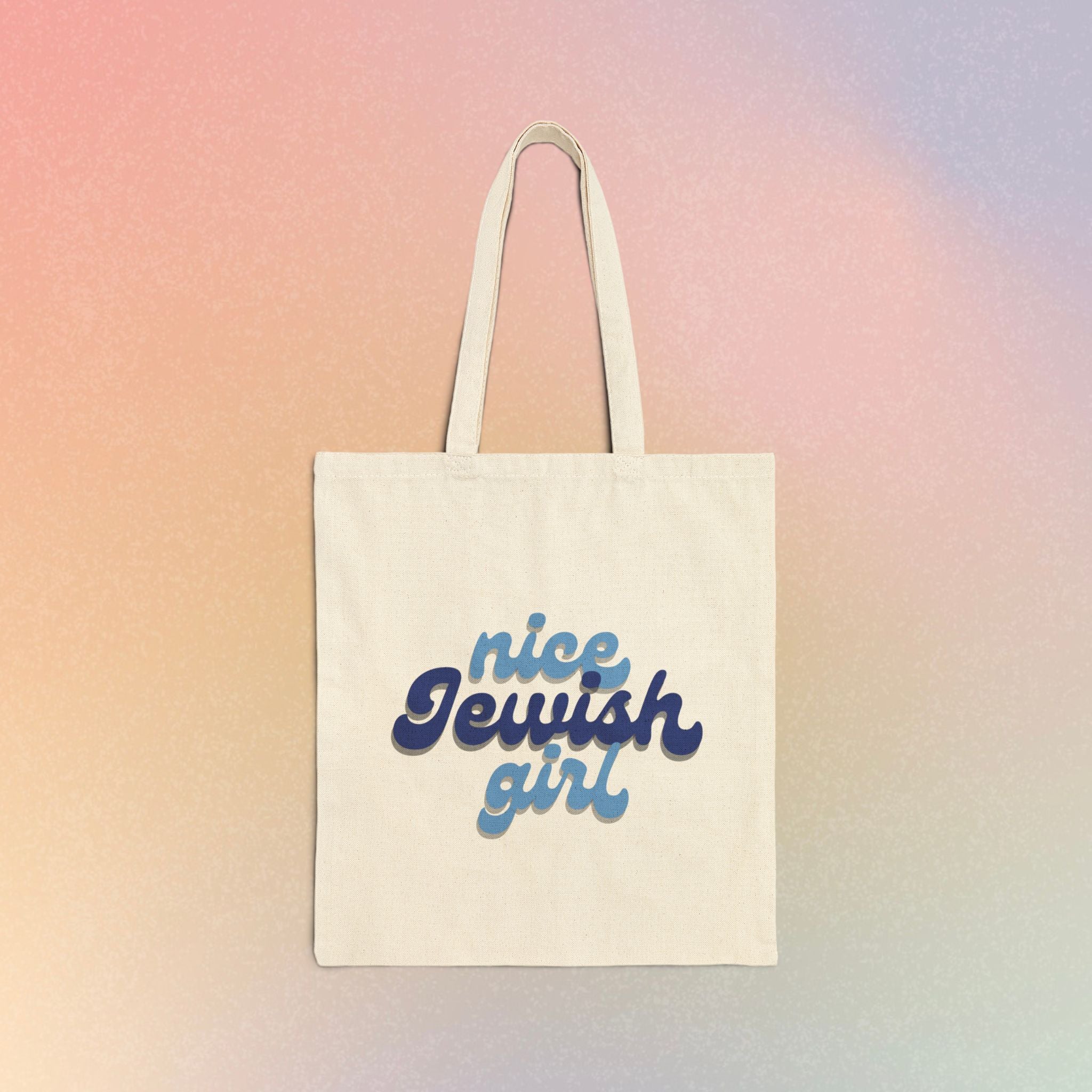 Nice Jewish Girl Canvas Tote Bag — Retro Script Jewish Pride Shopper