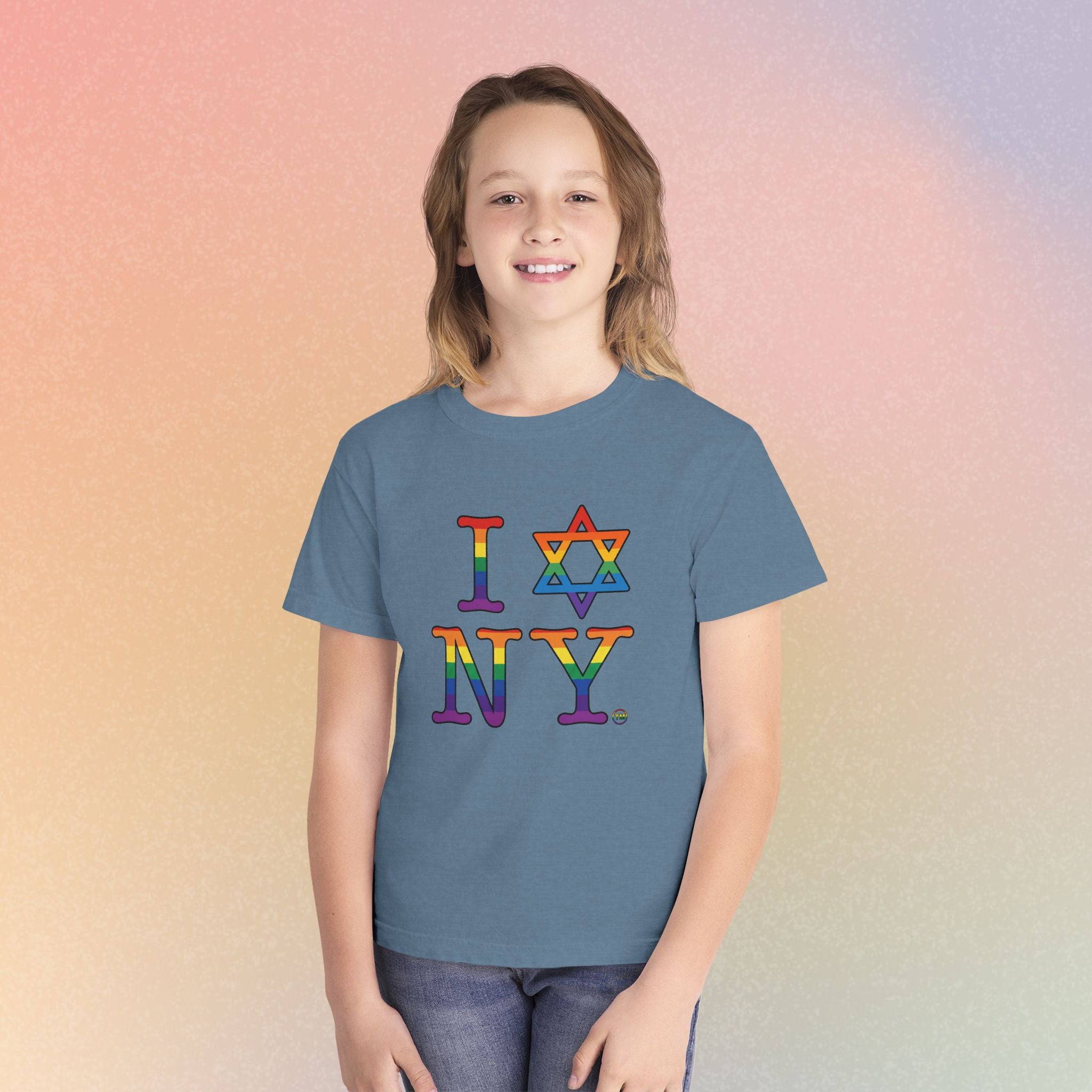I Love NY Jewish Star LGBTQ Pride Youth Midweight Tee