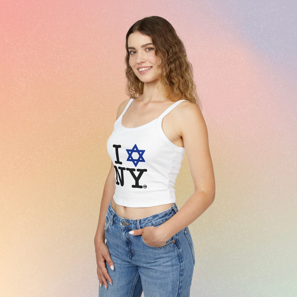 I Love New York Jewish Star Tank Top — Jewish Pride NYC Spaghetti Strap Crop