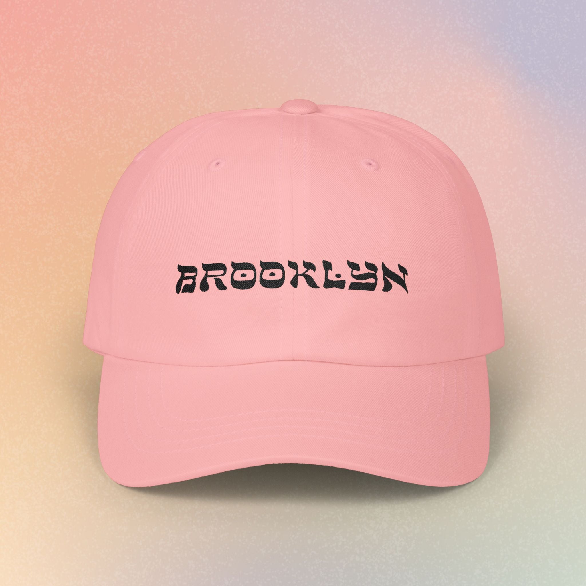 Brooklyn Hebrew Script Embroidered Baseball Cap (Light Colors)