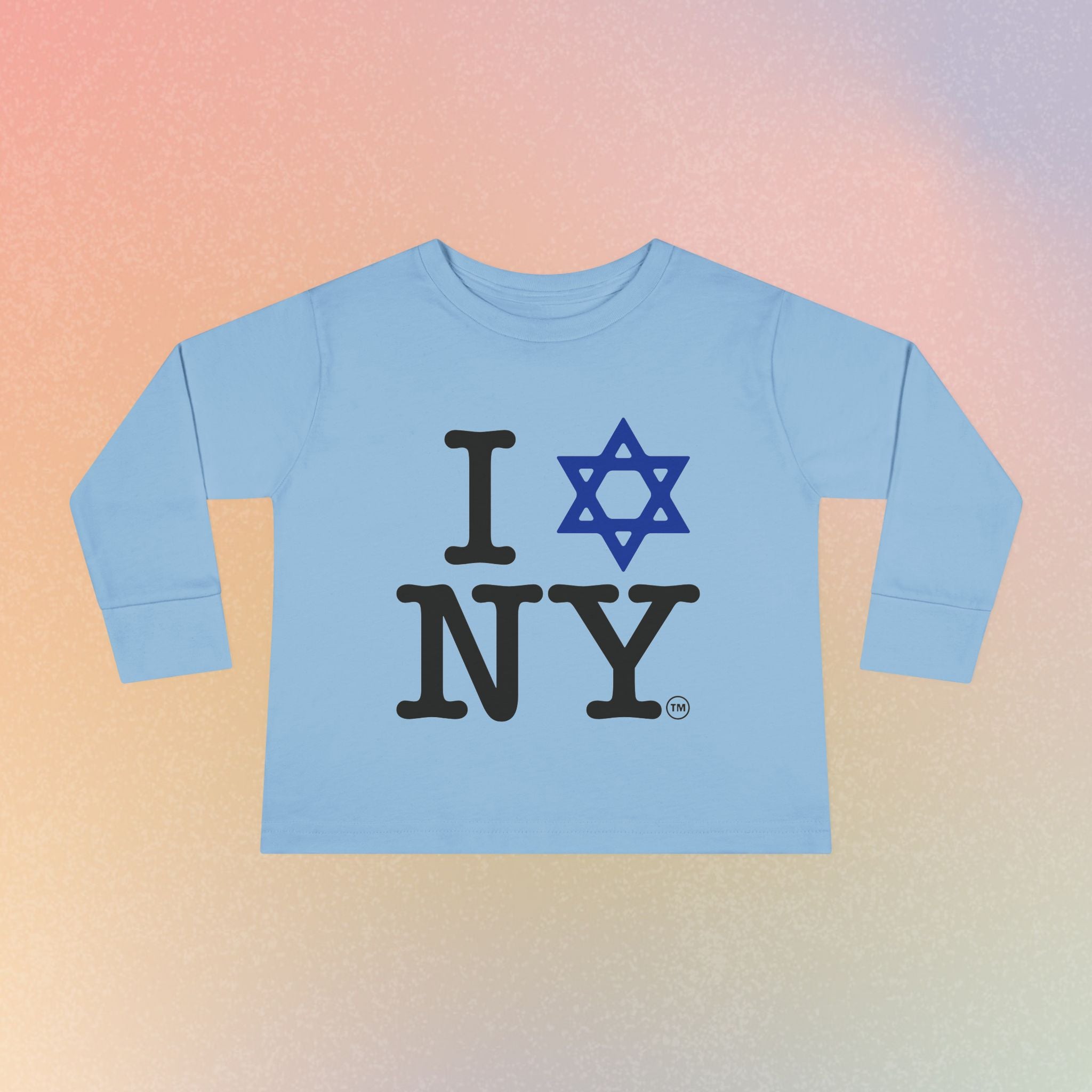 I Love NY Jewish Star Toddler Long Sleeve Tee | Jewish New York Pride Kids Shirt