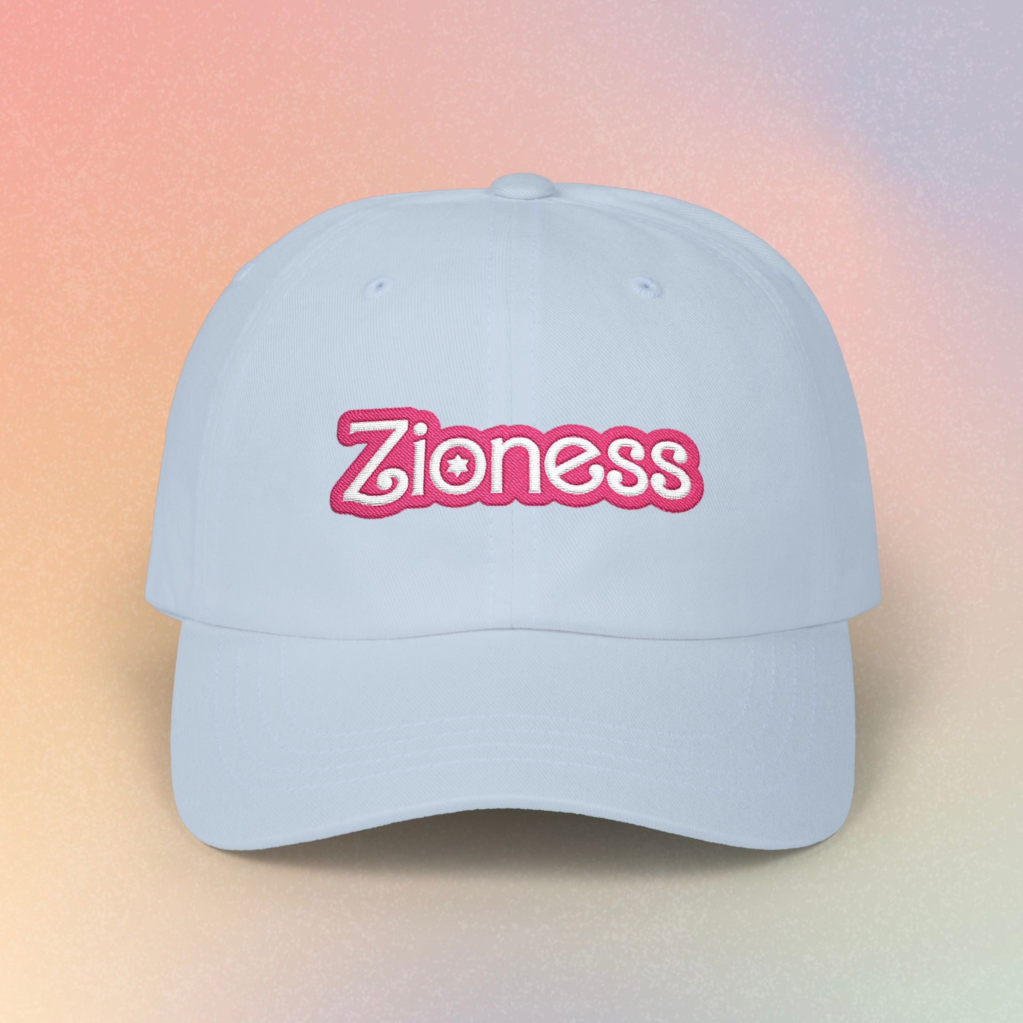 Zioness Embroidered Baseball Cap – Pink Barbie Font Jewish Pride Baseball Hat