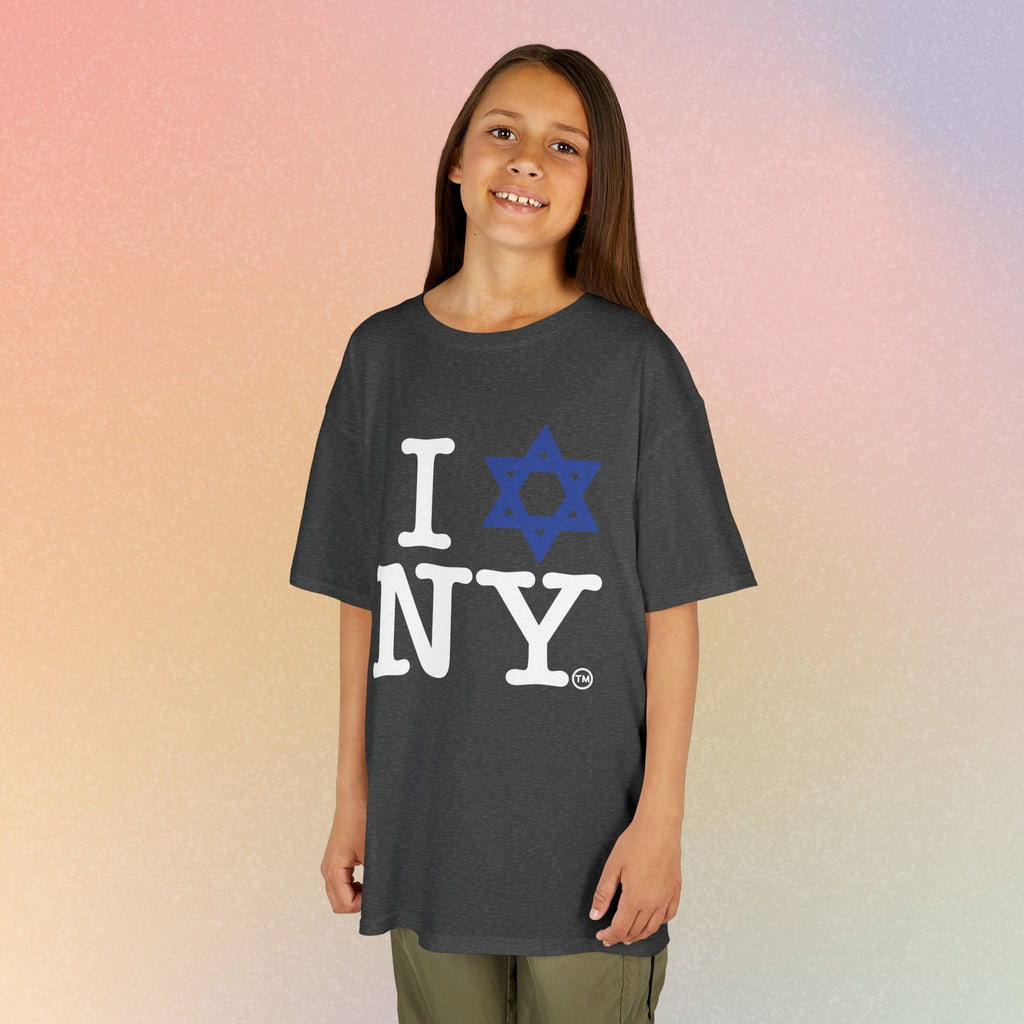 Kids I Jewish Star Love NY T-Shirt — Youth Jewish New York Pride Tee