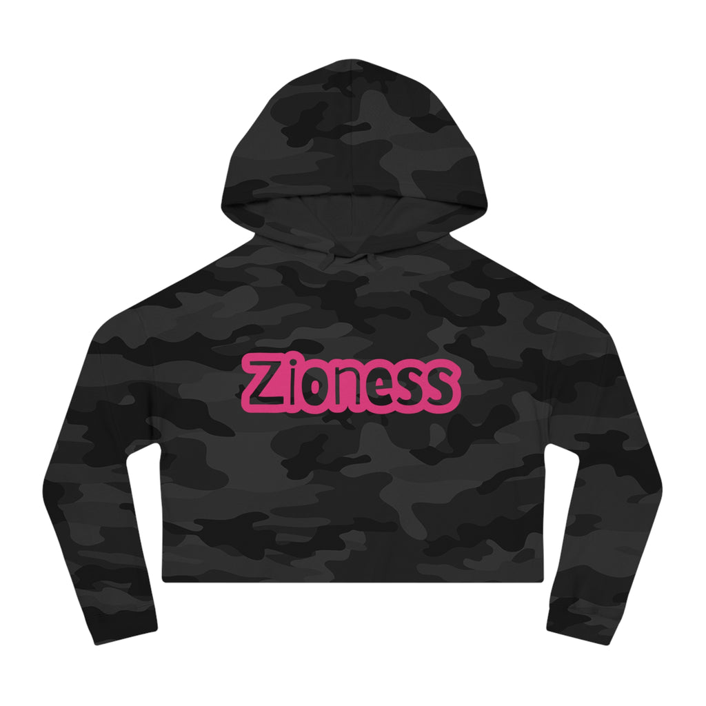 Zioness Cropped Hoodie | Feminine Jewish Pride Pink Text Zioness Sweatshirt