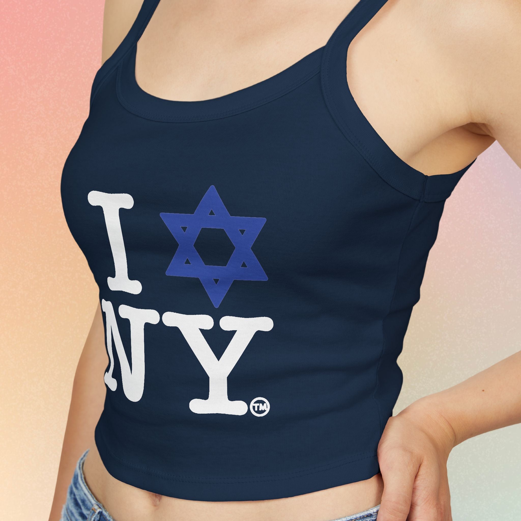 I Love New York Jewish Star Tank Top — Jewish Pride NYC Spaghetti Strap Crop