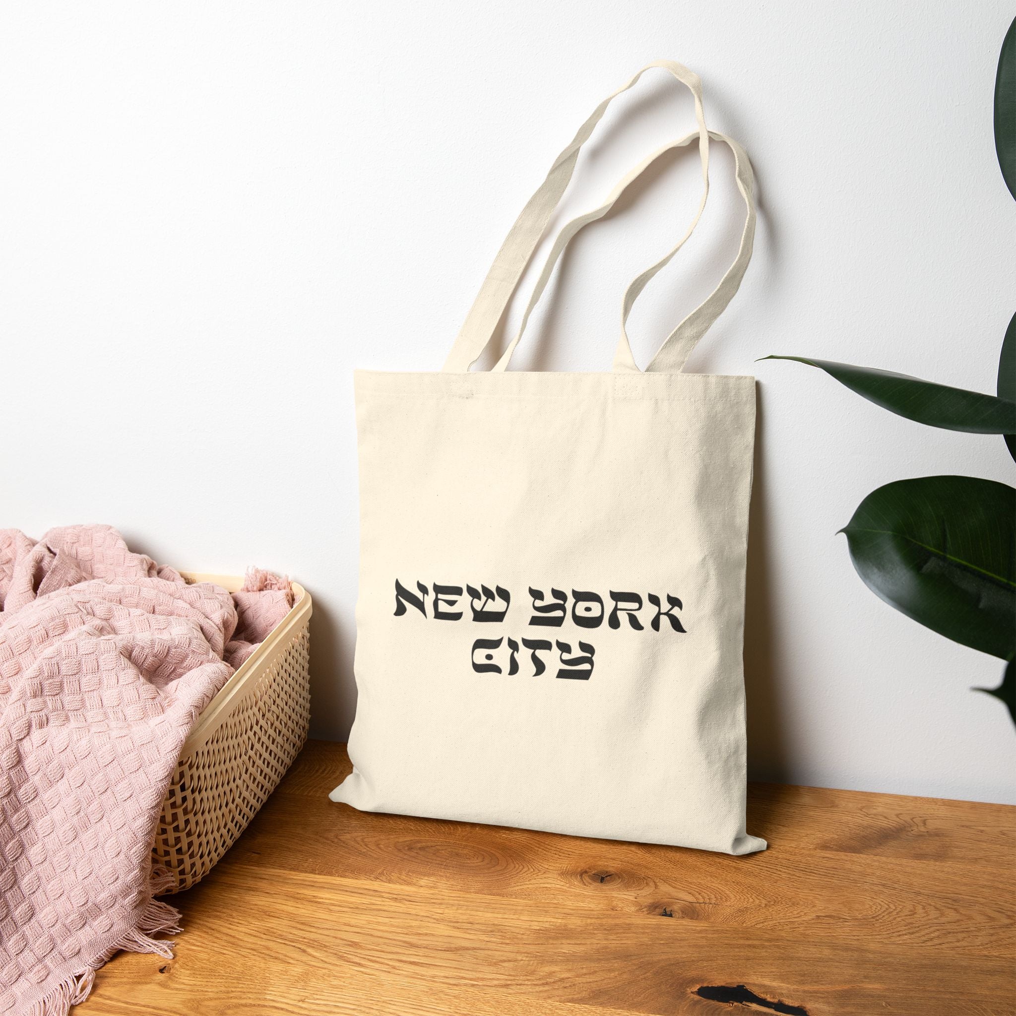 New York City Hebrew Style Font Cotton Canvas Tote Bag - NYC Jewish Pride