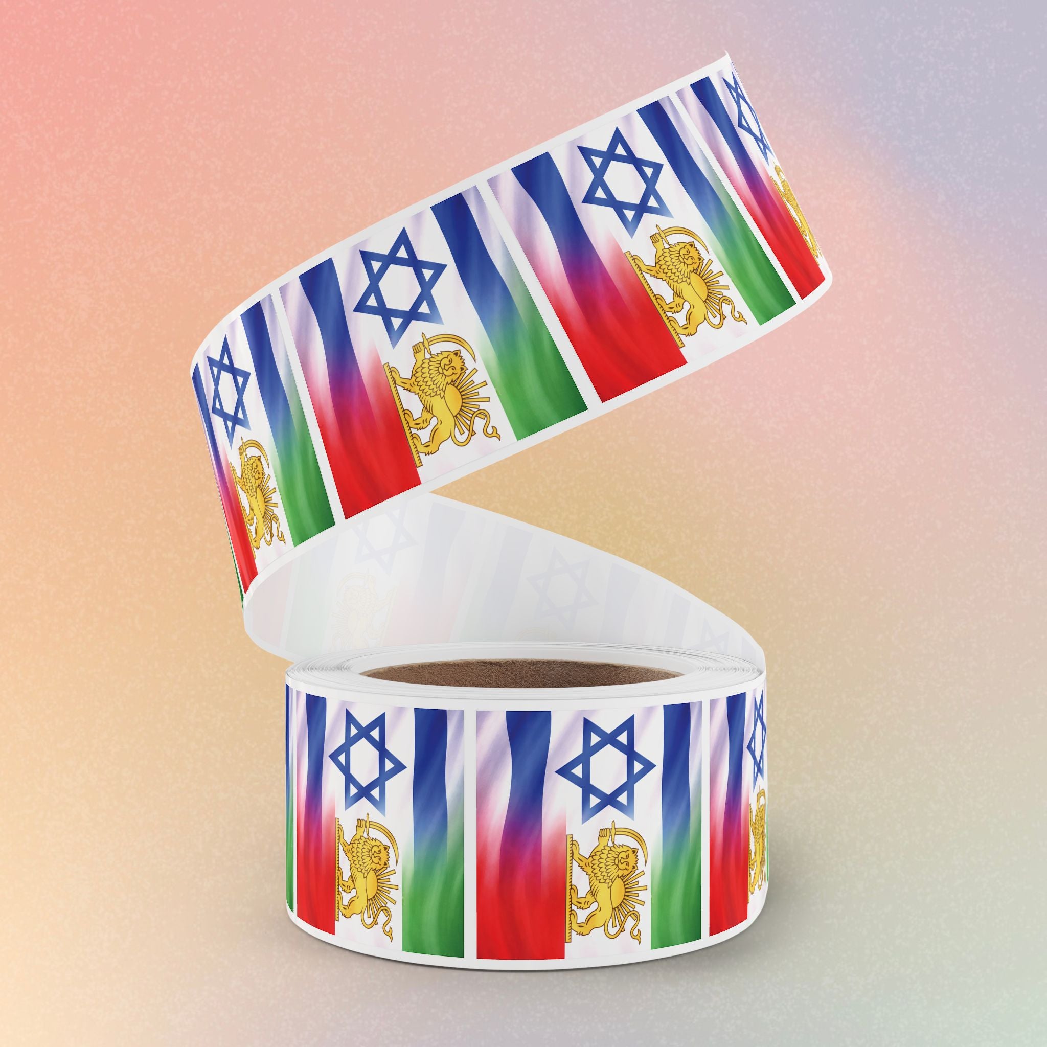 Persian and Israeli Flag Sticker Square Rolls