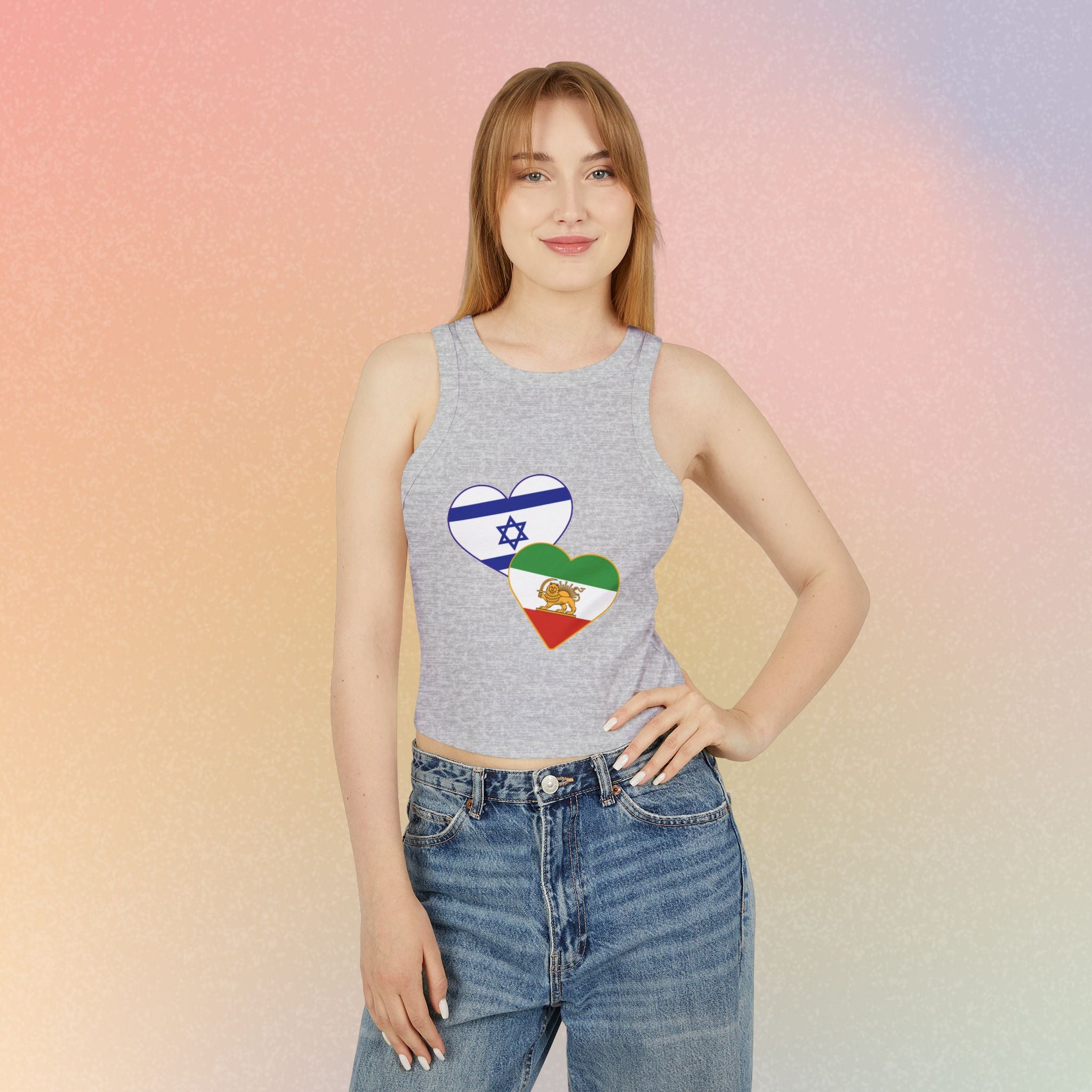 Persian Israeli Flag Hearts Women's Tank Top | Dual Flag Love Racerback