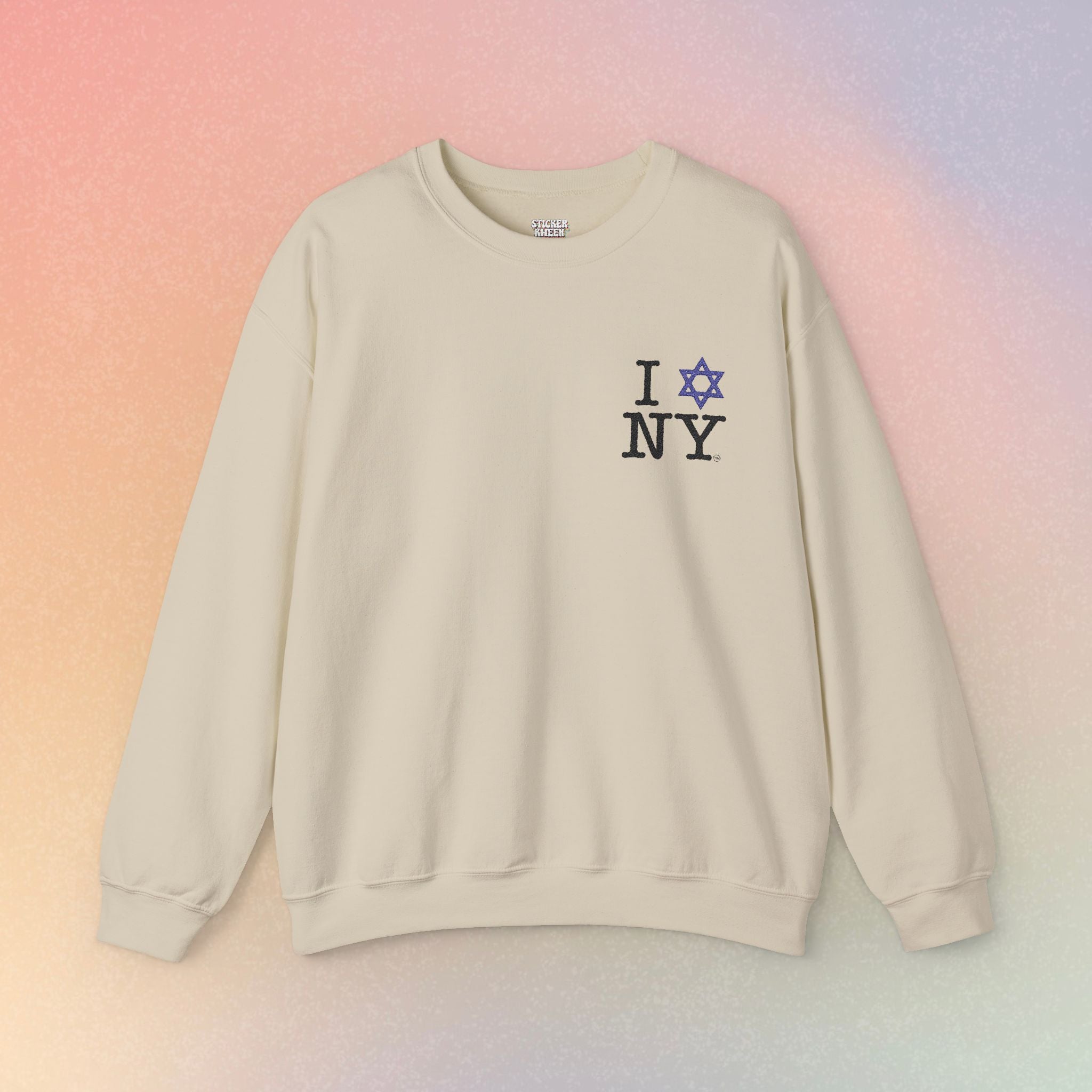 Embroidered I Love NY Jewish Star Crewneck Sweatshirt