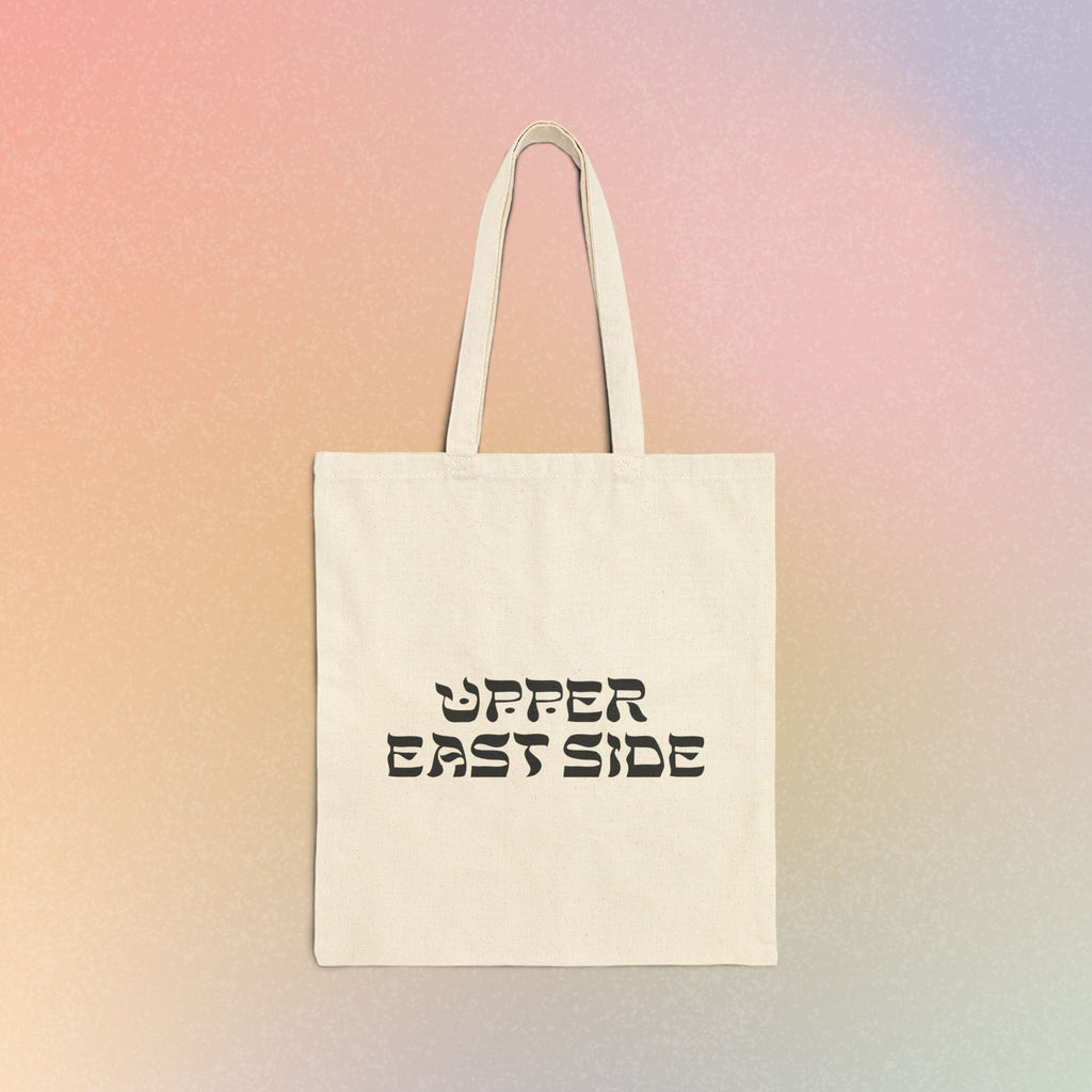 Upper East Side Hebrew Style Font Cotton Canvas Tote Bag