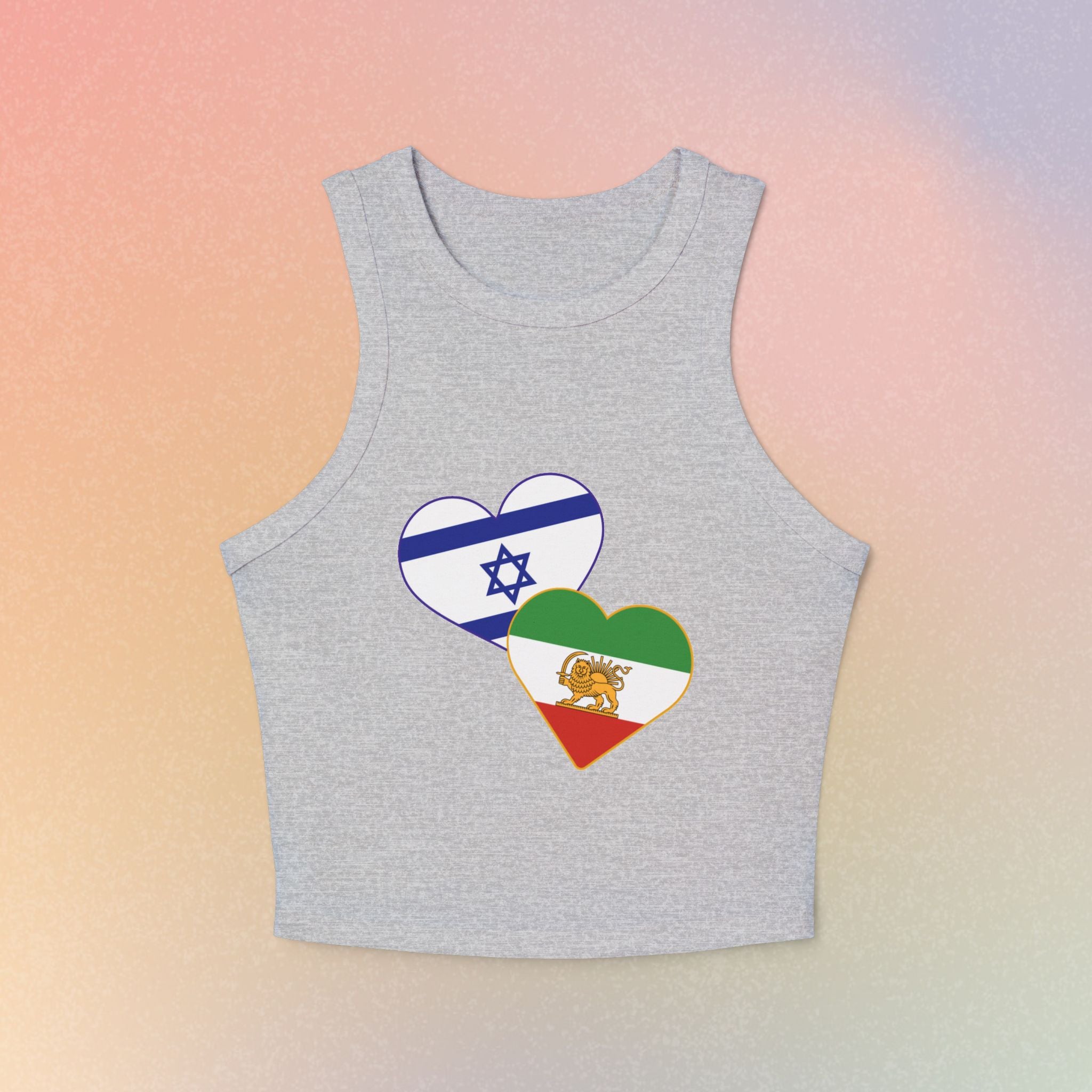 Persian Israeli Flag Hearts Women's Tank Top | Dual Flag Love Racerback