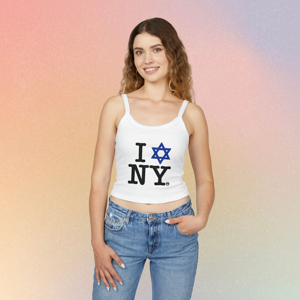 I Love New York Jewish Star Tank Top — Jewish Pride NYC Spaghetti Strap Crop