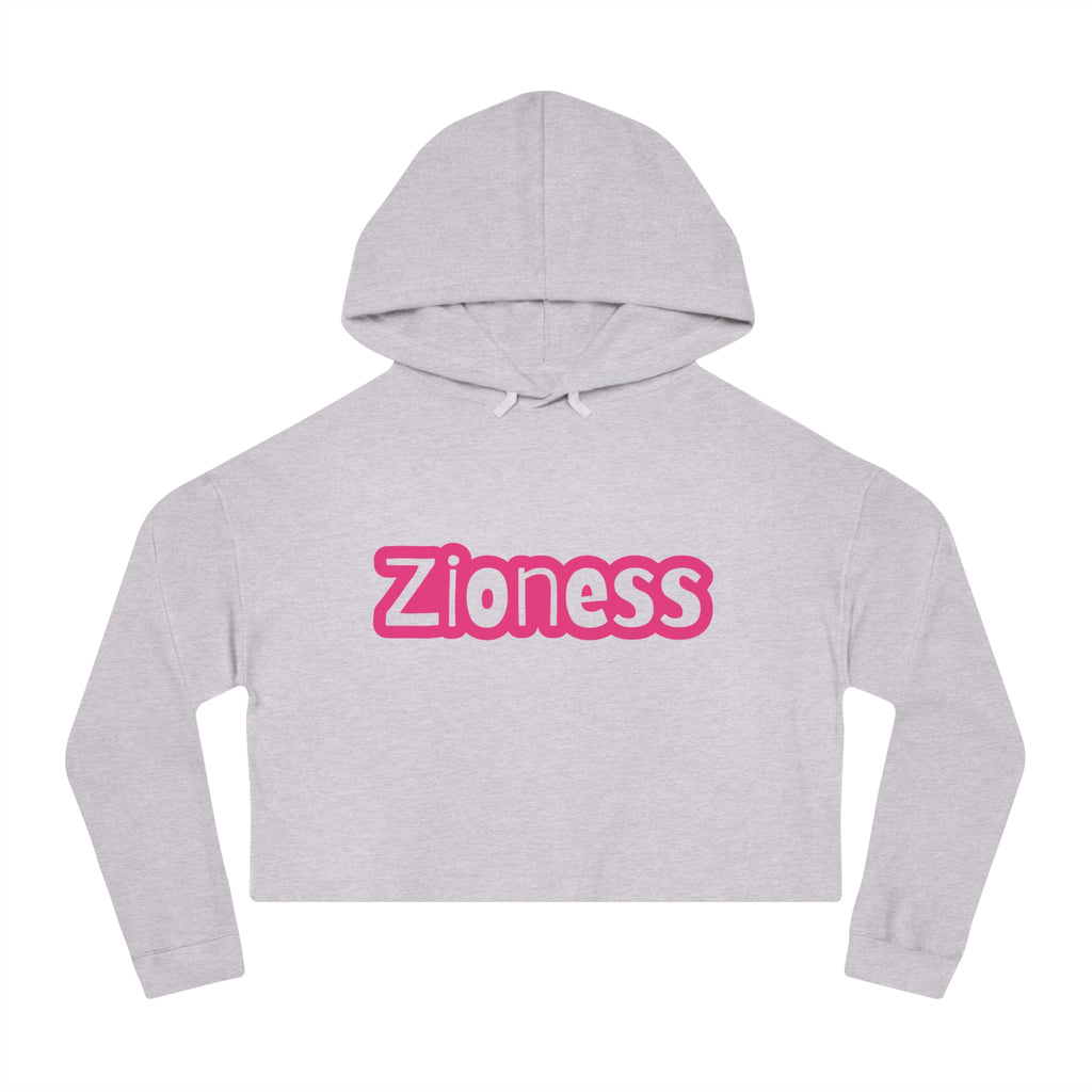 Zioness Cropped Hoodie | Feminine Jewish Pride Pink Text Zioness Sweatshirt