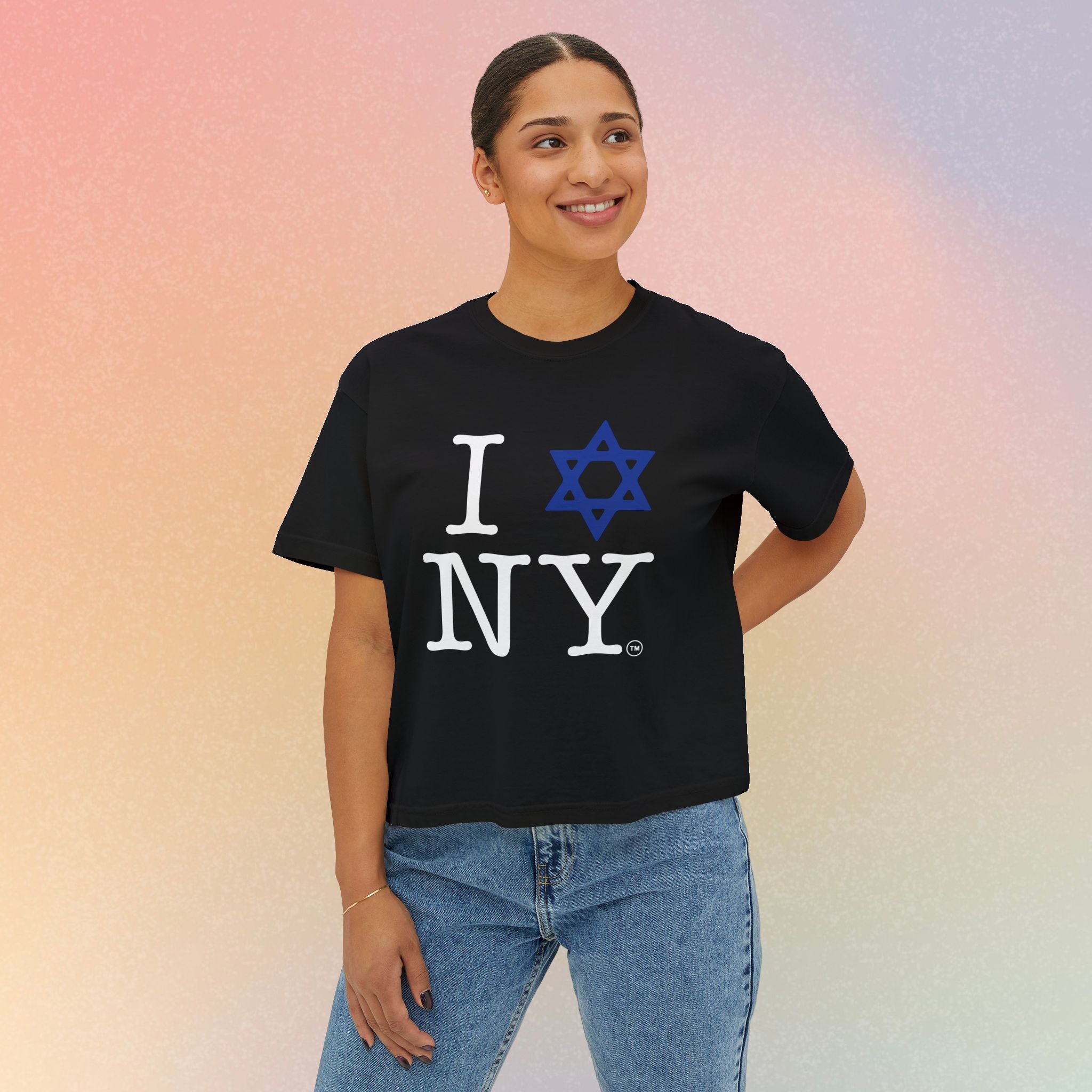 I Love NY Jewish Star Women's Boxy Tee — Jewish New York Pride T‑Shirt