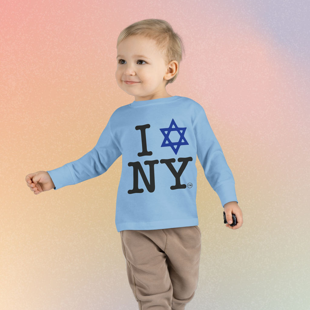 I Love NY Jewish Star Toddler Long Sleeve Tee | Jewish New York Pride Kids Shirt