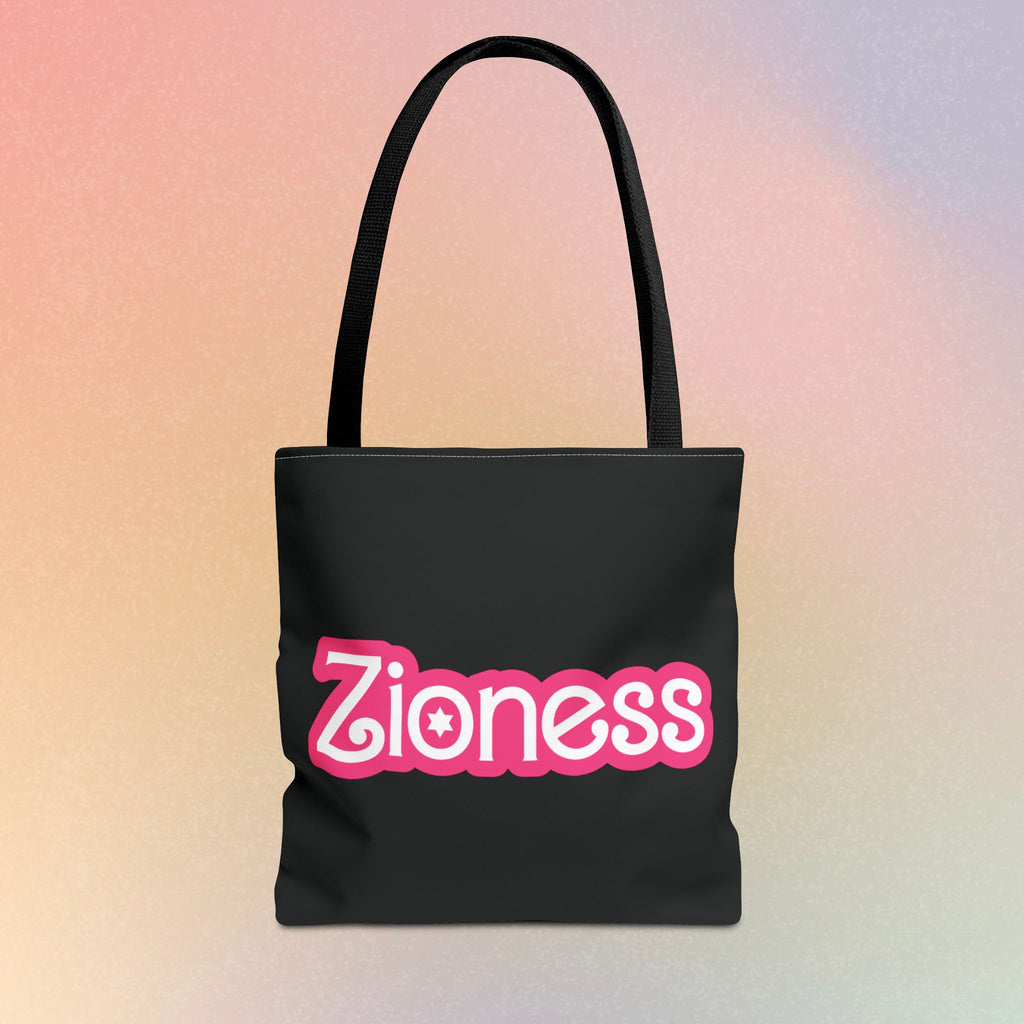Zioness Jewish Pride Tote Bag | Pink Barbie Font Logo