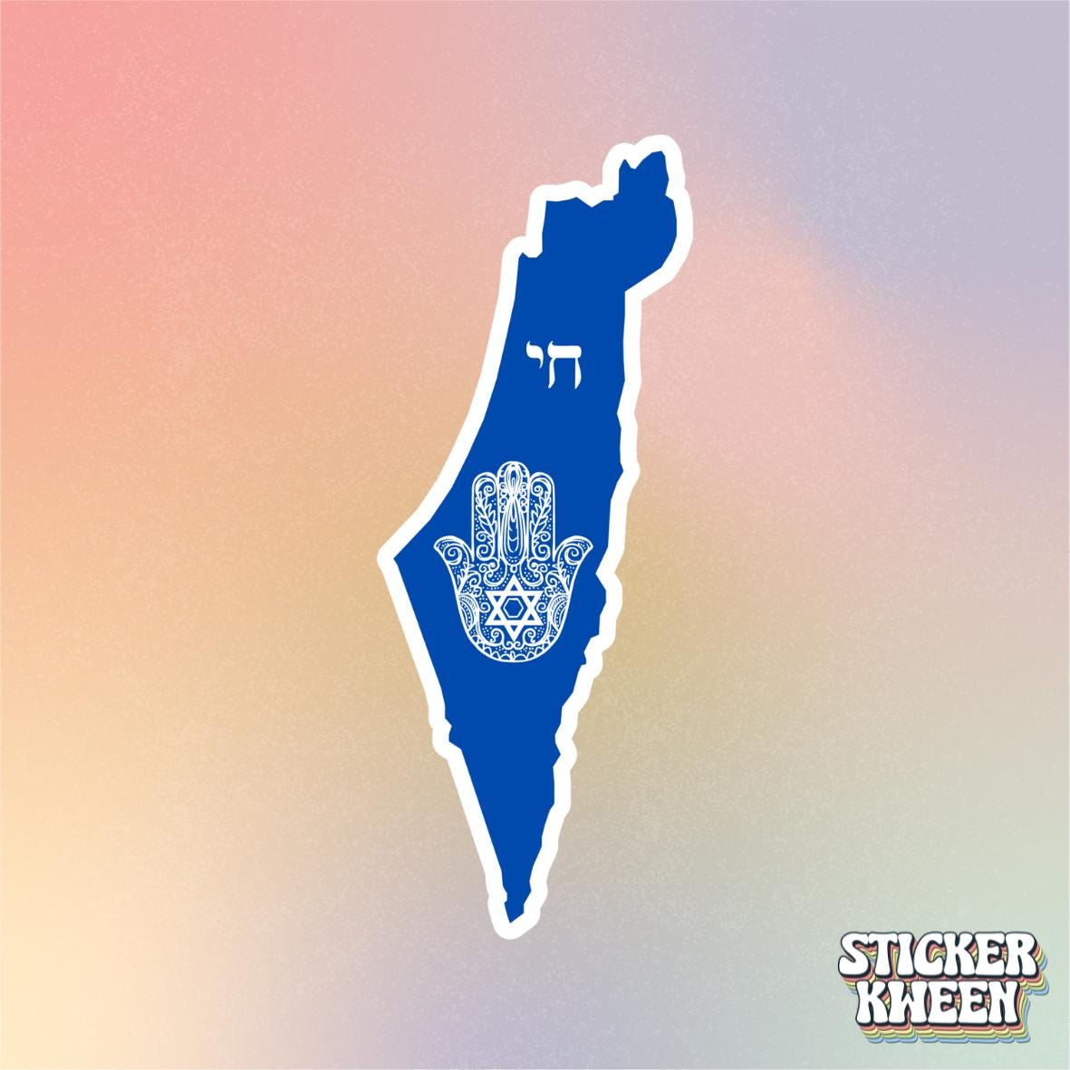 Israel Map Hamsa Chai Sticker