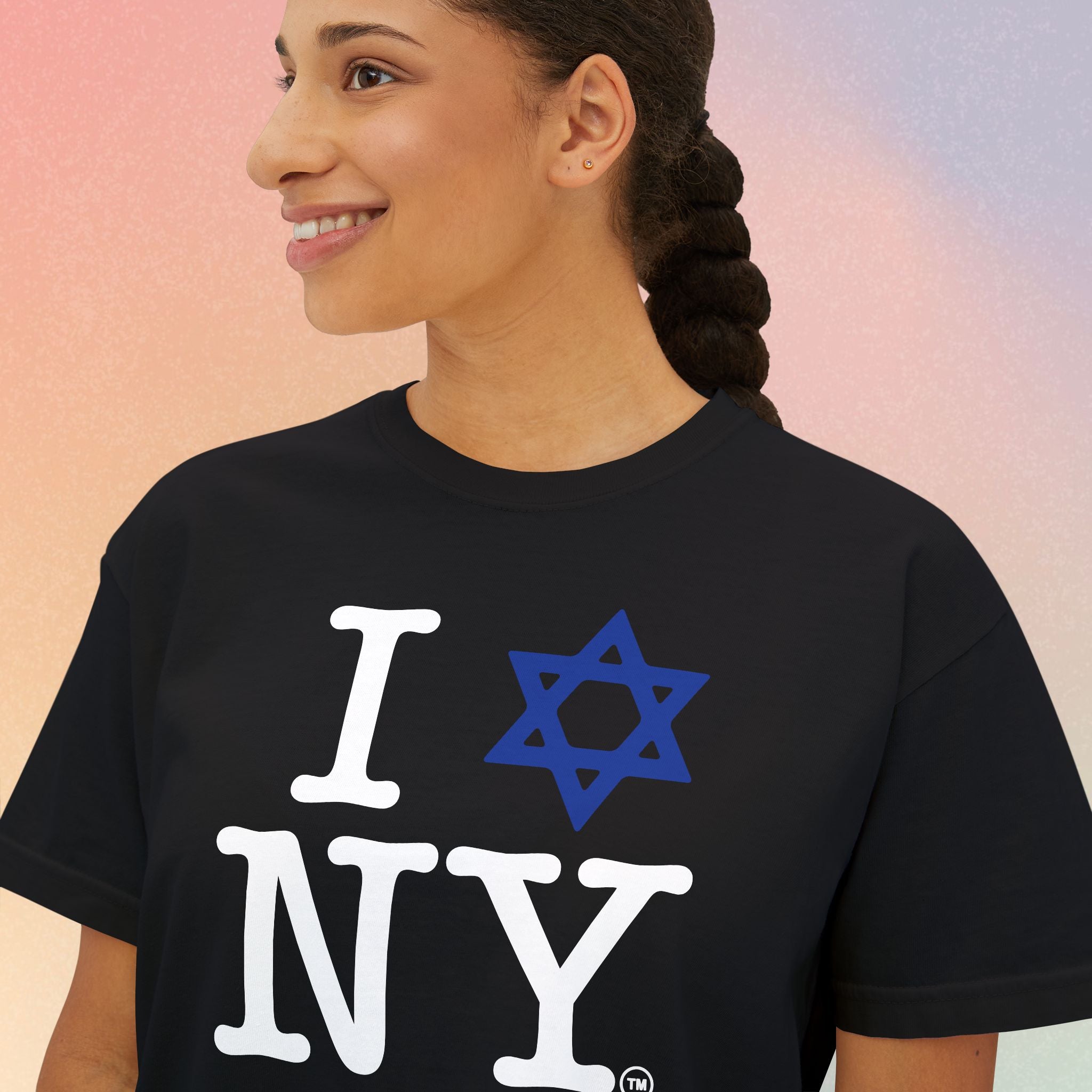 I Love NY Jewish Star Women's Boxy Tee — Jewish New York Pride T‑Shirt