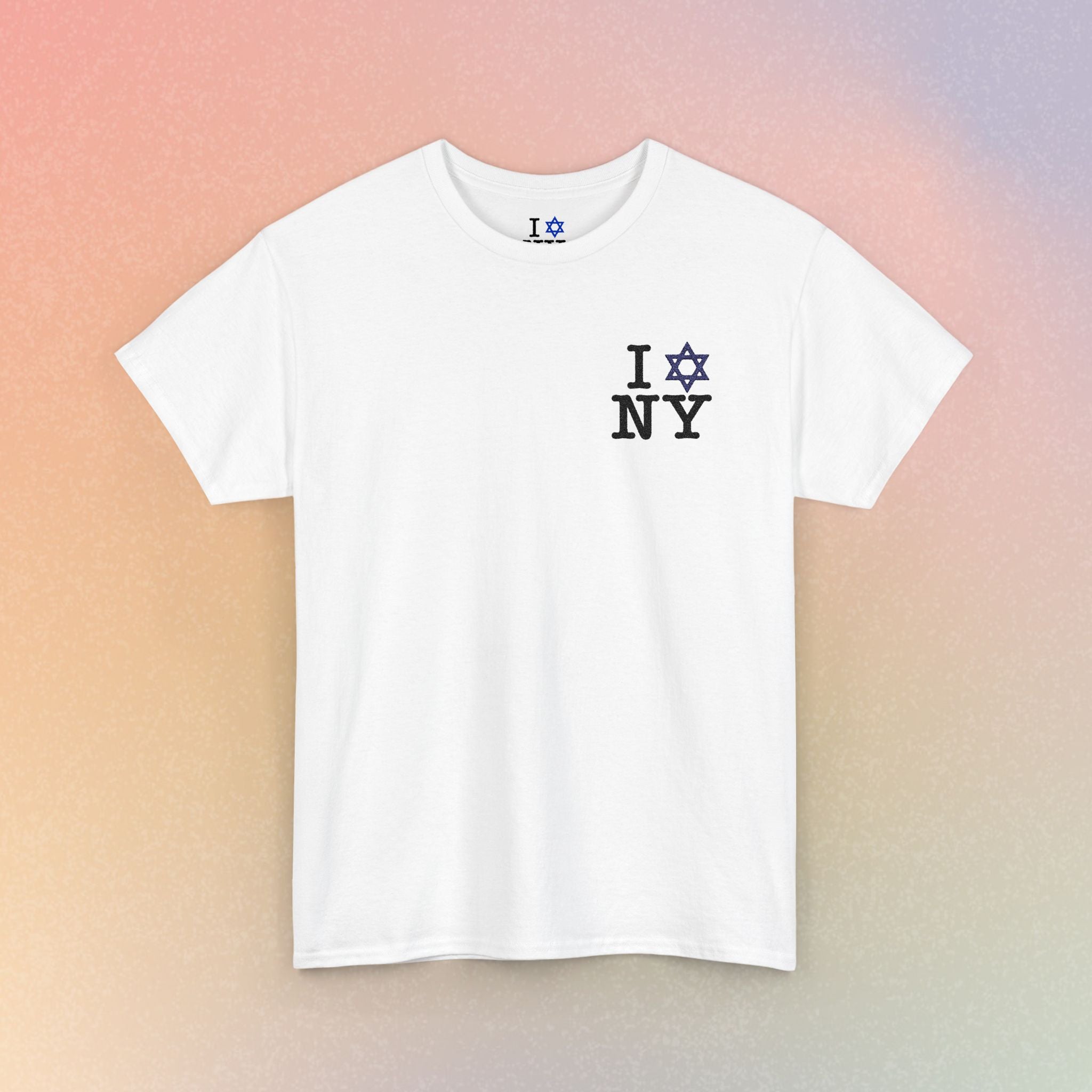 I Love NY Jewish Star Embroidered T-Shirt (Light Colors) | Jewish New York Tee