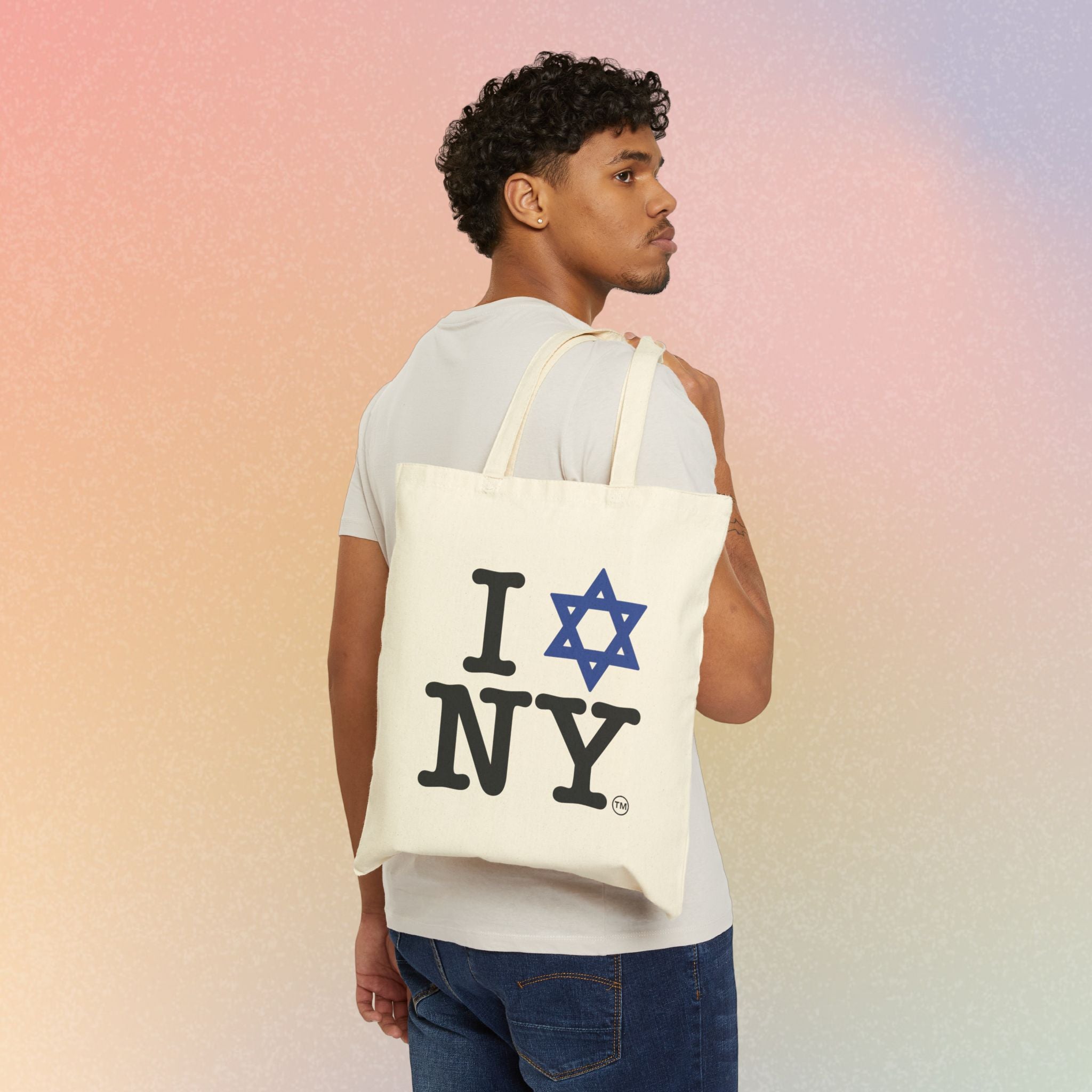 I Star NY Canvas Tote Bag — Jewish New York Pride Cotton Shopper