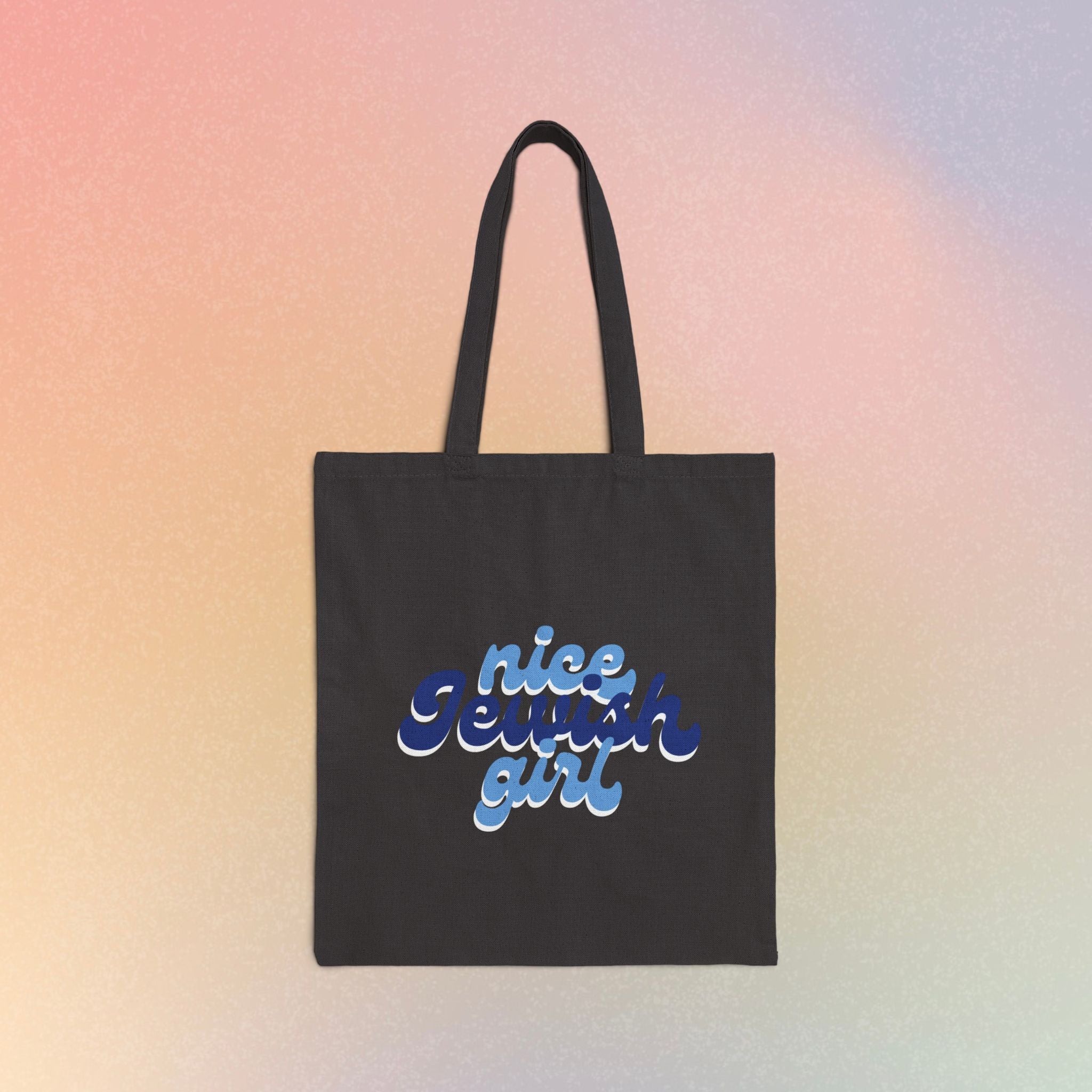 Nice Jewish Girl Canvas Tote Bag — Retro Script Jewish Pride Shopper