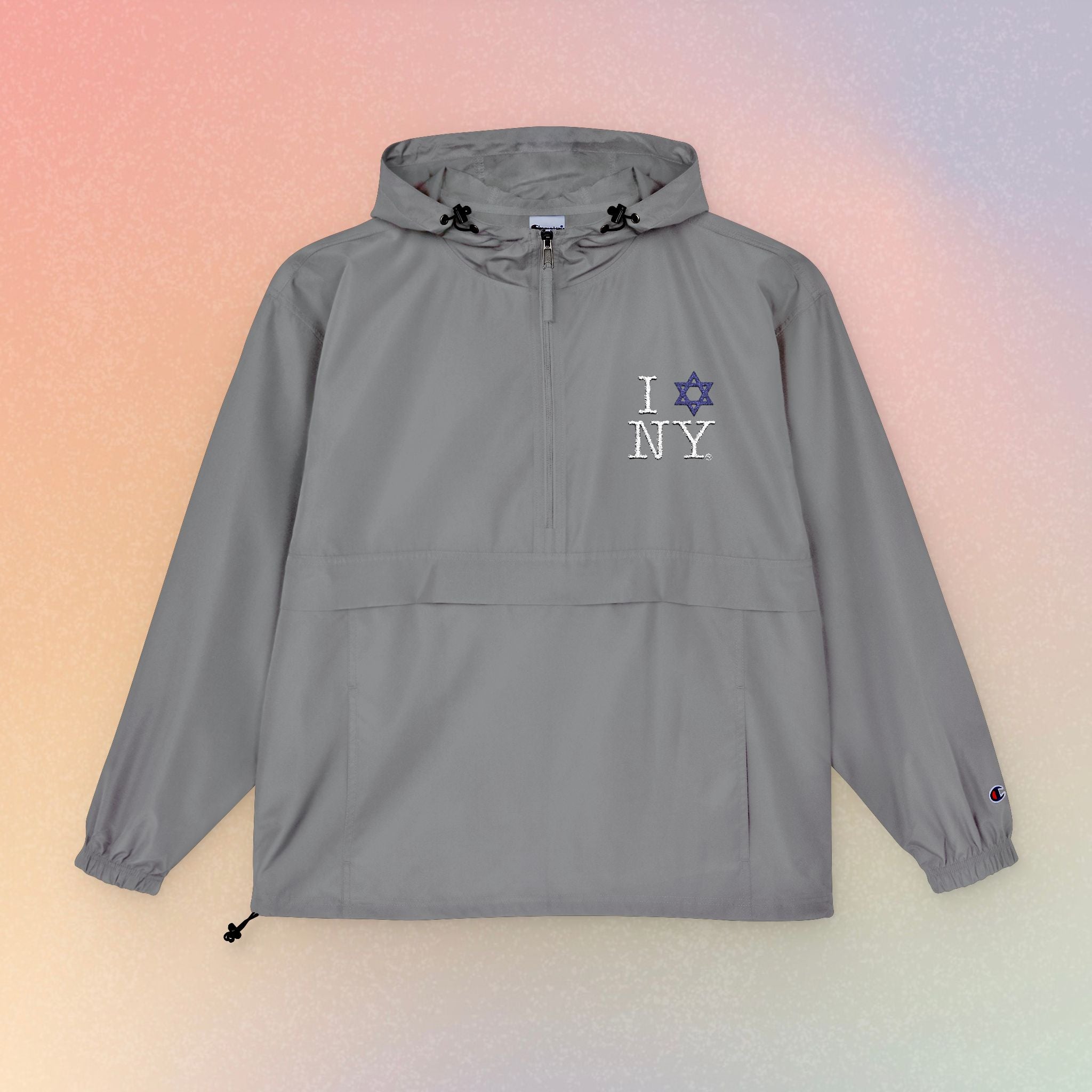 I Love NY Jewish Star Embroidered Champion Waterproof Anorak Jacket