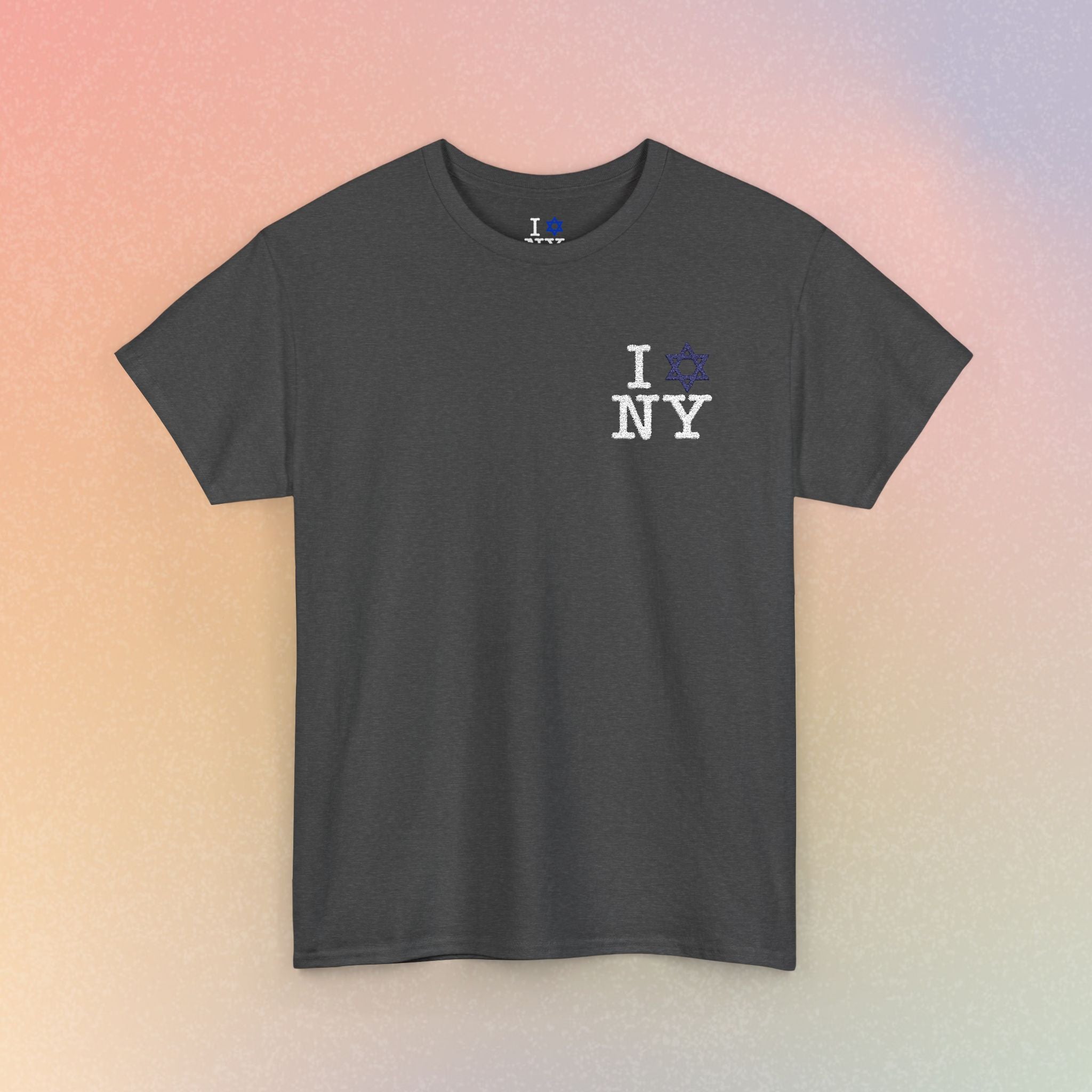 I Love NY Jewish Star Embroidered T-Shirt (Dark Colors) — Jewish NYC Pride