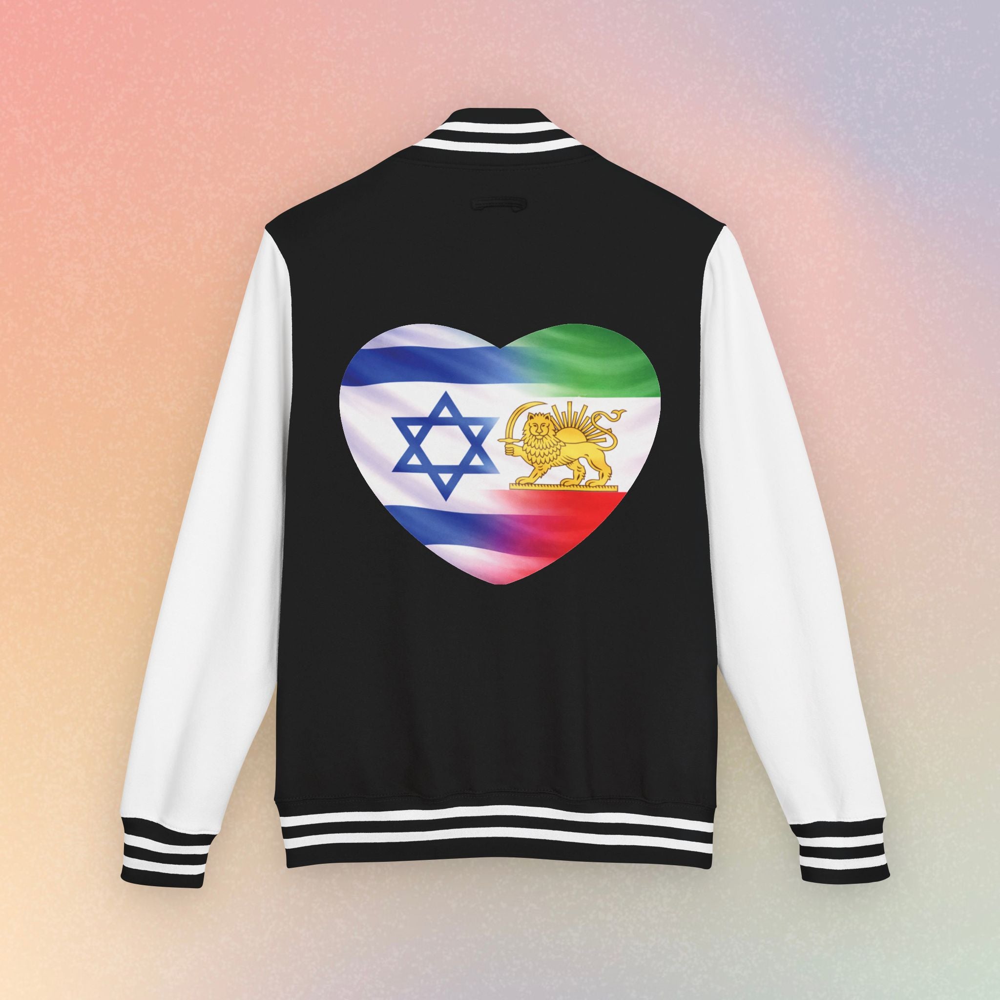 Persian Israeli Heart Flag Letterman Jacket | Varsity Jacket