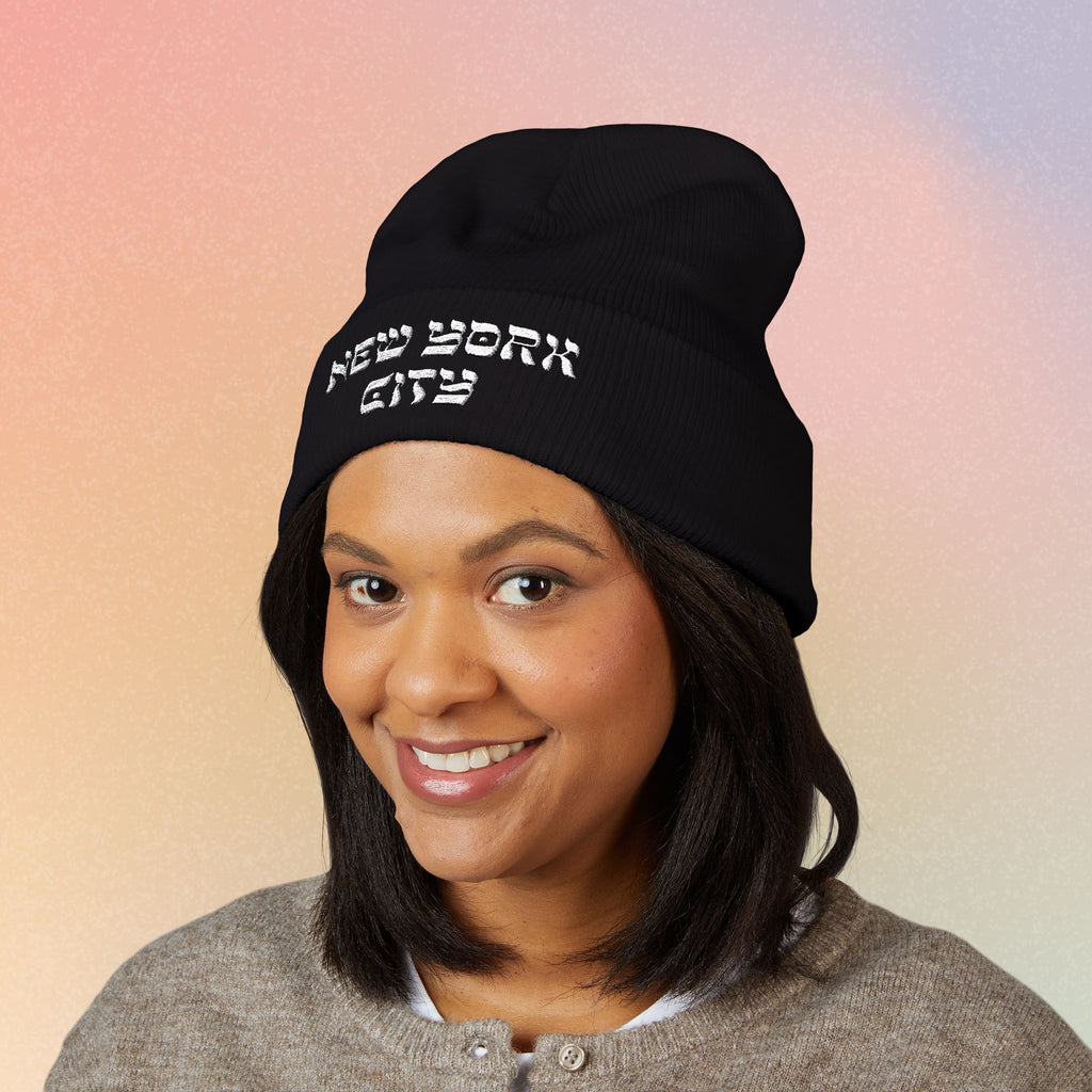 New York City Hebrew Style Font Classic Cuffed Beanie (Embroidery)