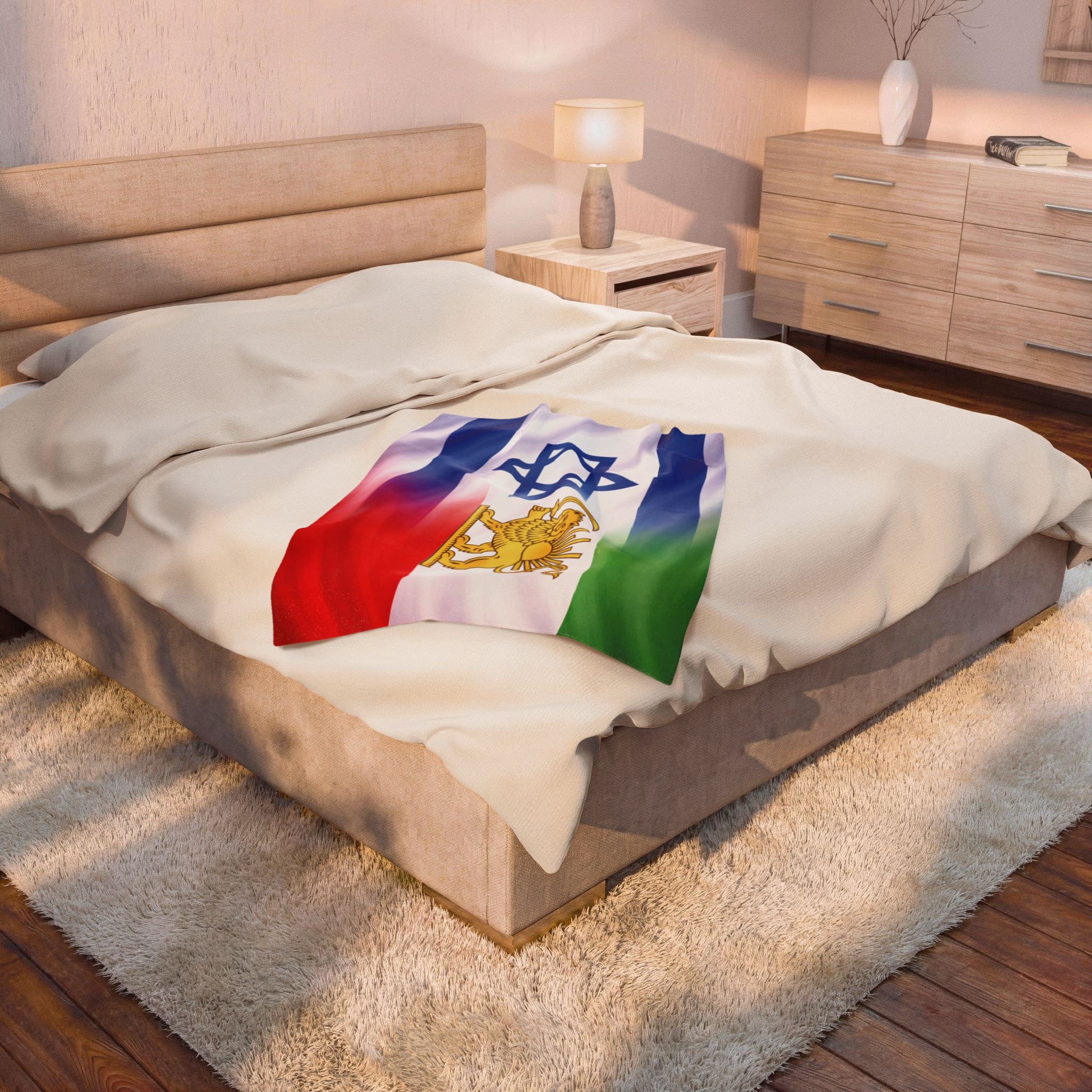Persian Israeli Flag Blanket | Velveteen Plush Blanket