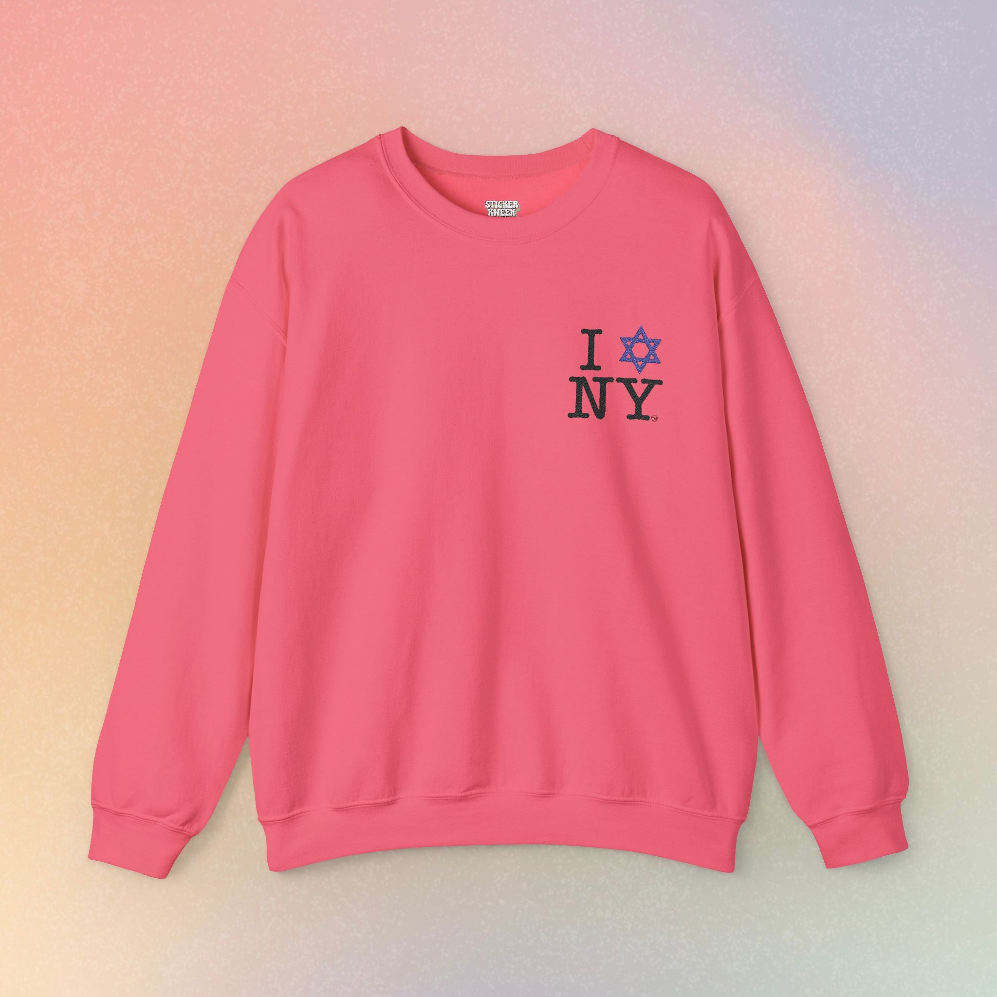 Embroidered I Love NY Jewish Star Crewneck Sweatshirt