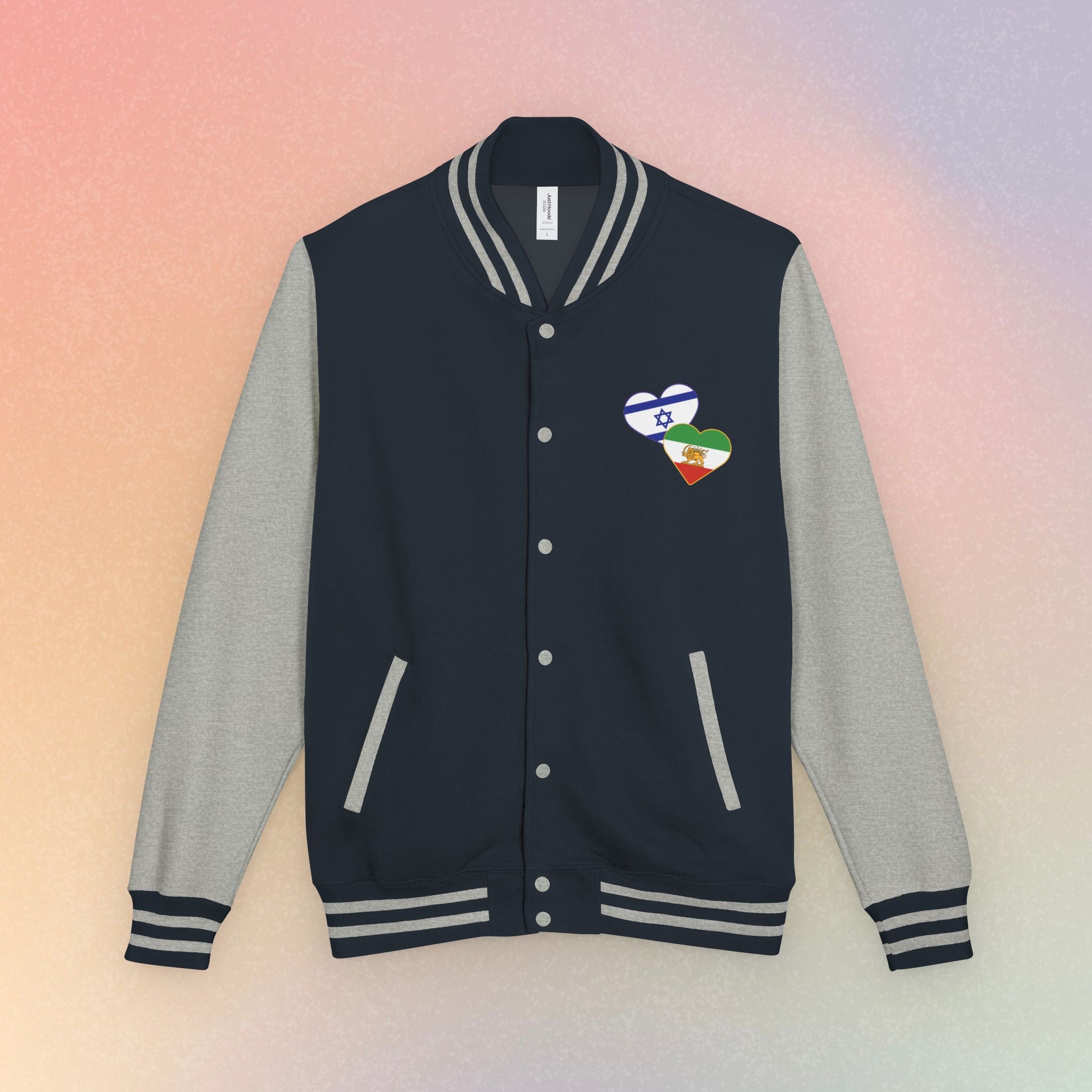 Persian Israeli Heart Flag Letterman Jacket | Varsity Jacket