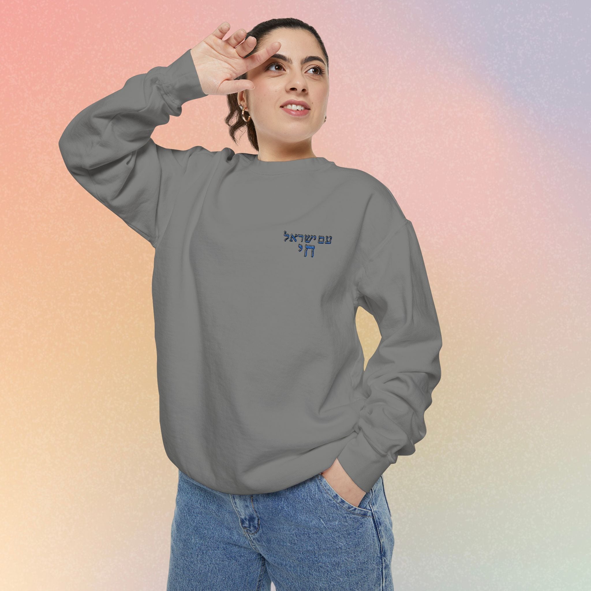 Am Yisrael Chai עם ישראל חי Hebrew Embroidered Sweatshirt