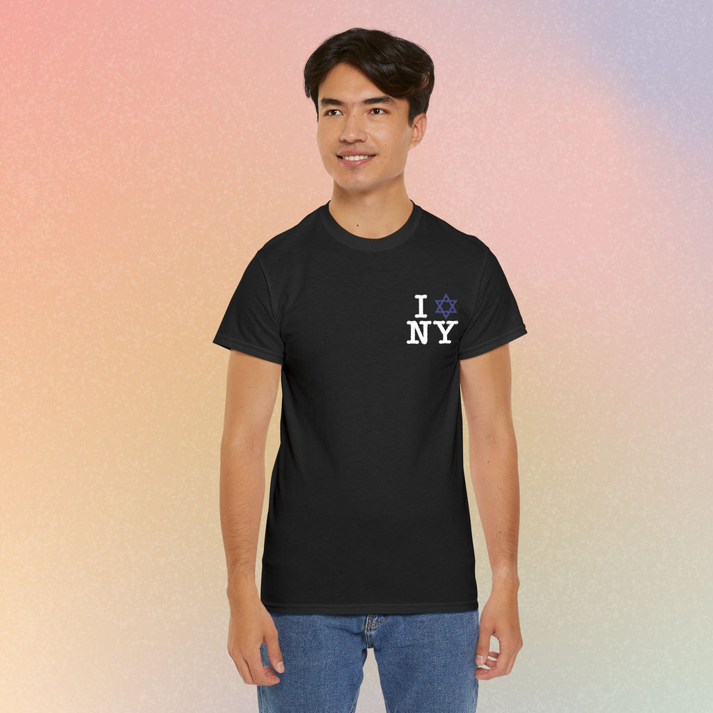 I Love NY Jewish Star Embroidered T-Shirt (Dark Colors) — Jewish NYC Pride