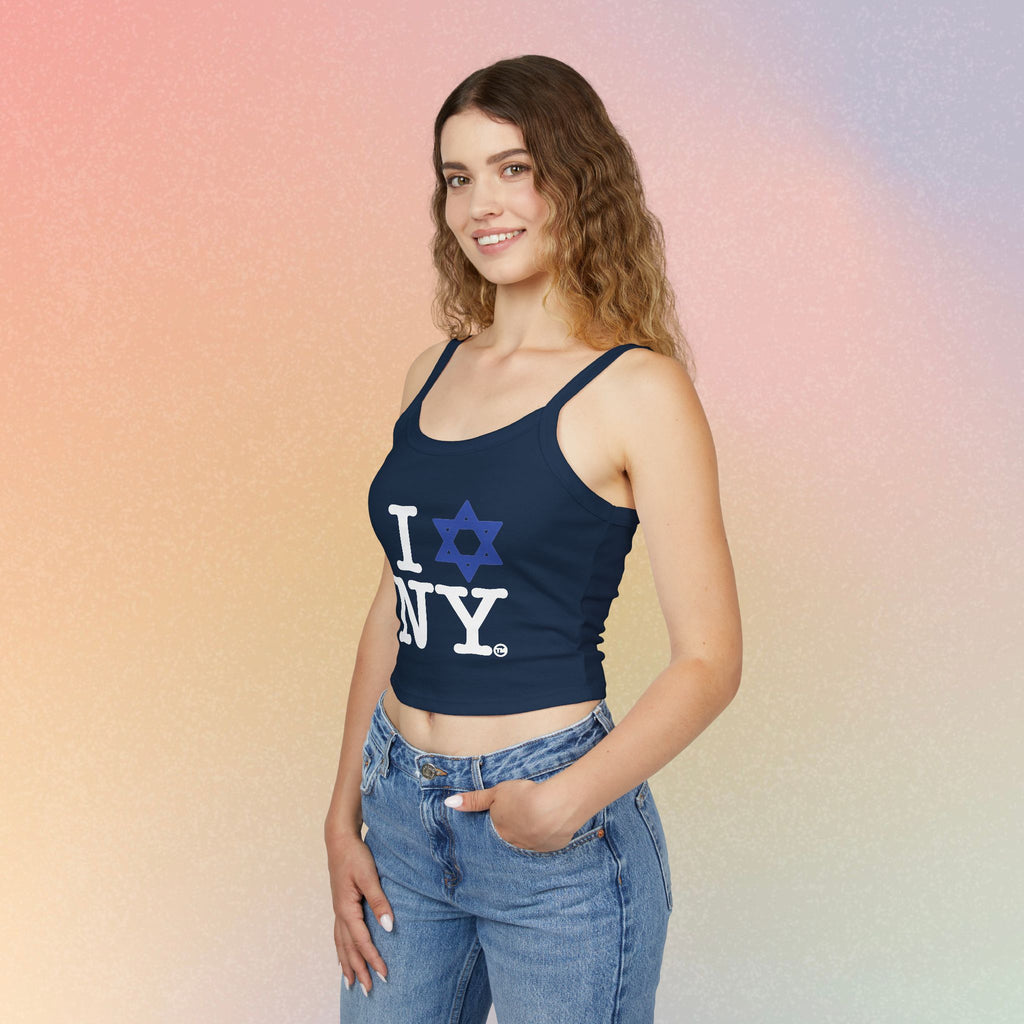 I Love New York Jewish Star Tank Top — Jewish Pride NYC Spaghetti Strap Crop