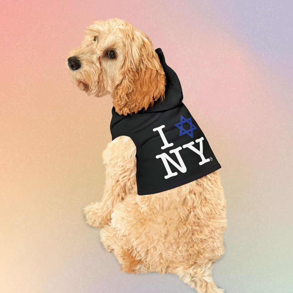 I Love NY Jewish Star (BLACK) Pet Hoodie | Jewish Pride Dog Hoodie