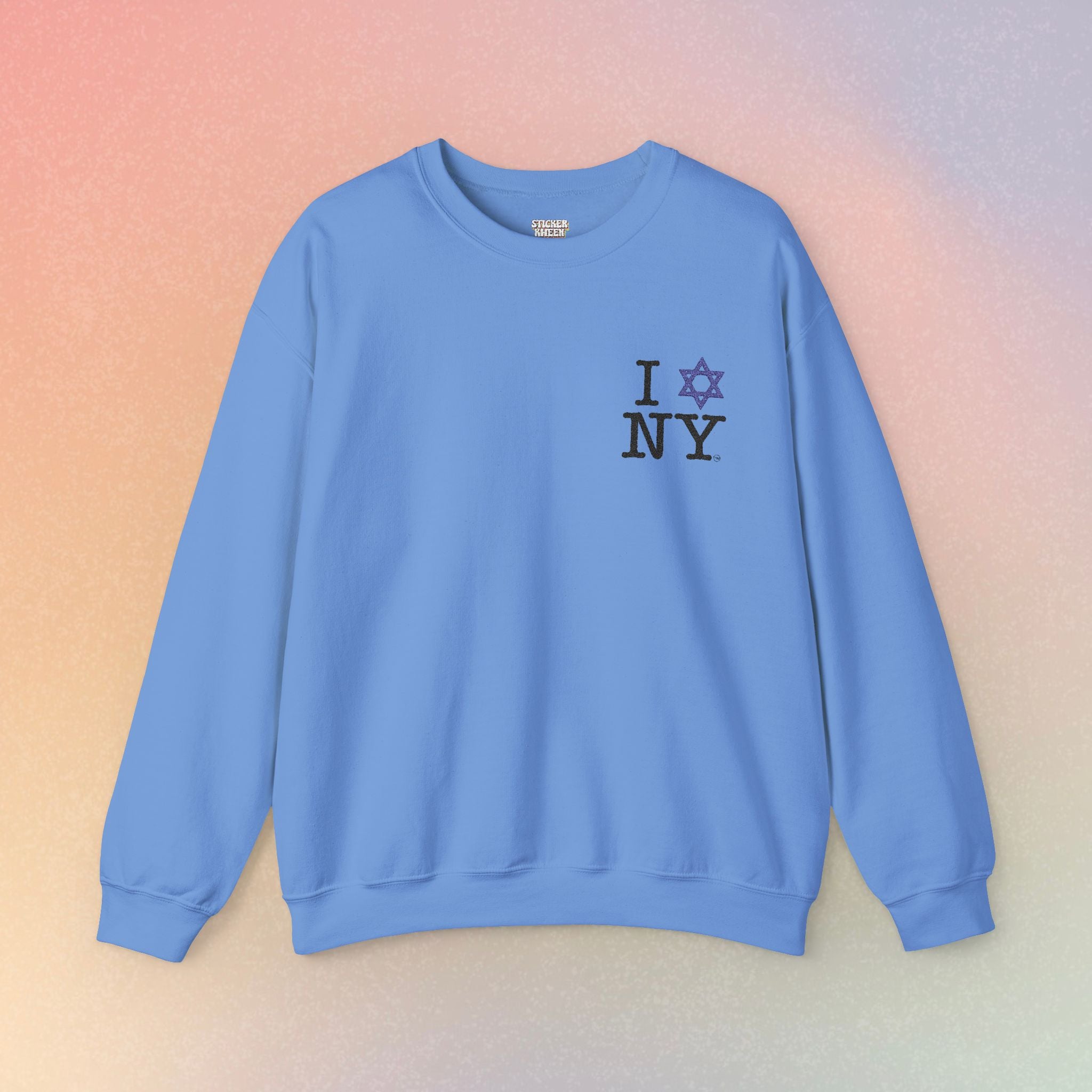 Embroidered I Love NY Jewish Star Crewneck Sweatshirt