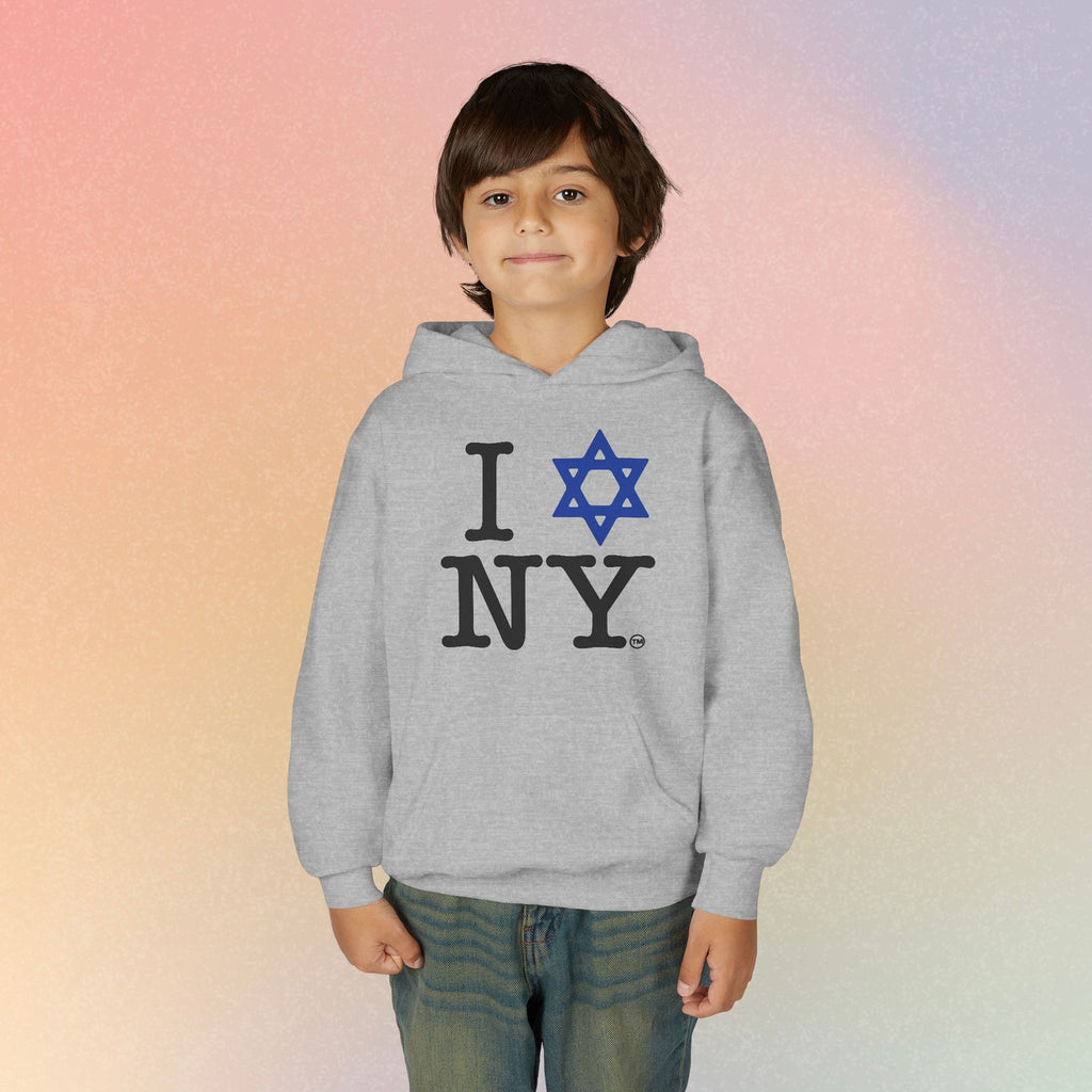 Youth Size I Love NY Jewish Star Hoodie | Jewish New York Pride Sweatshirt