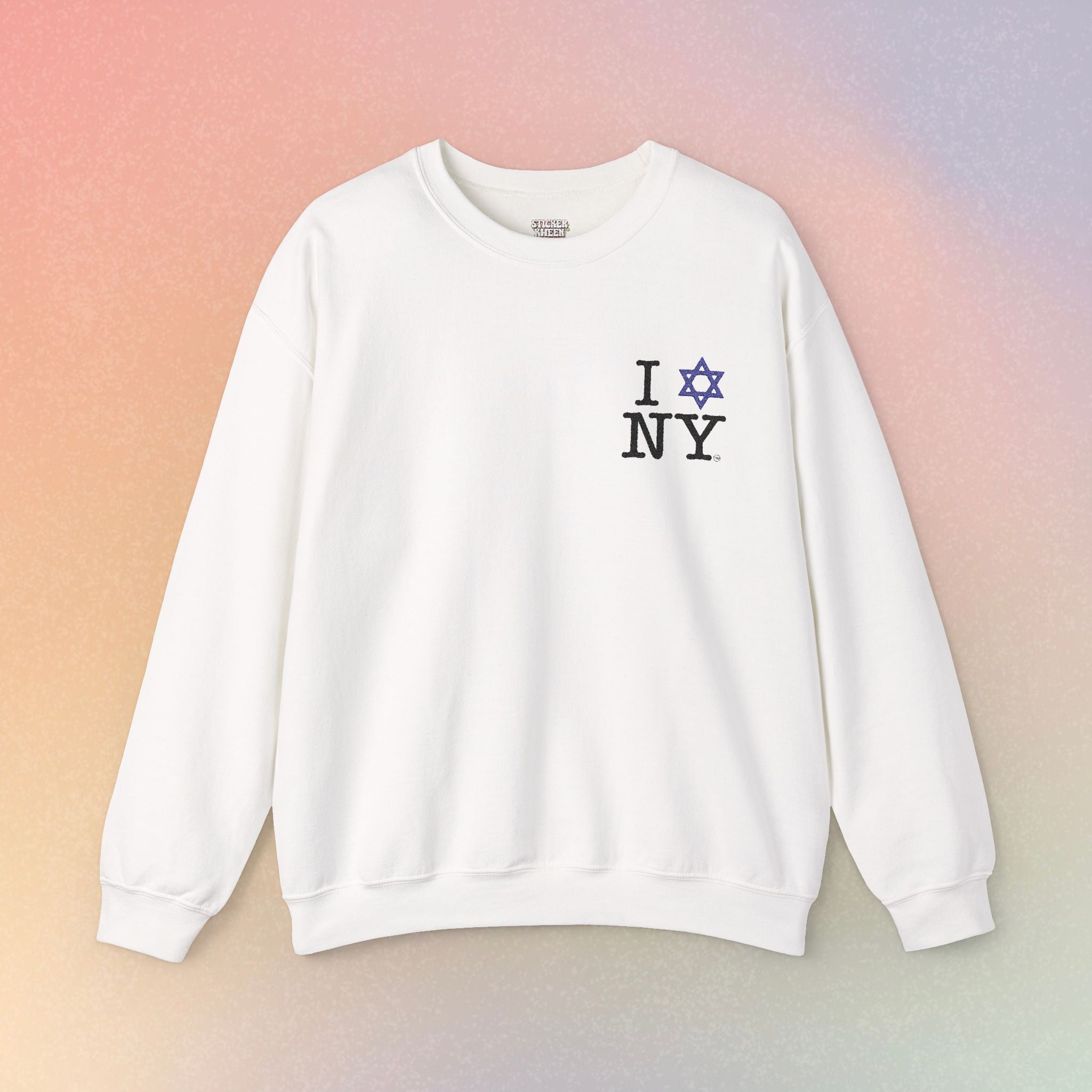 Embroidered I Love NY Jewish Star Crewneck Sweatshirt