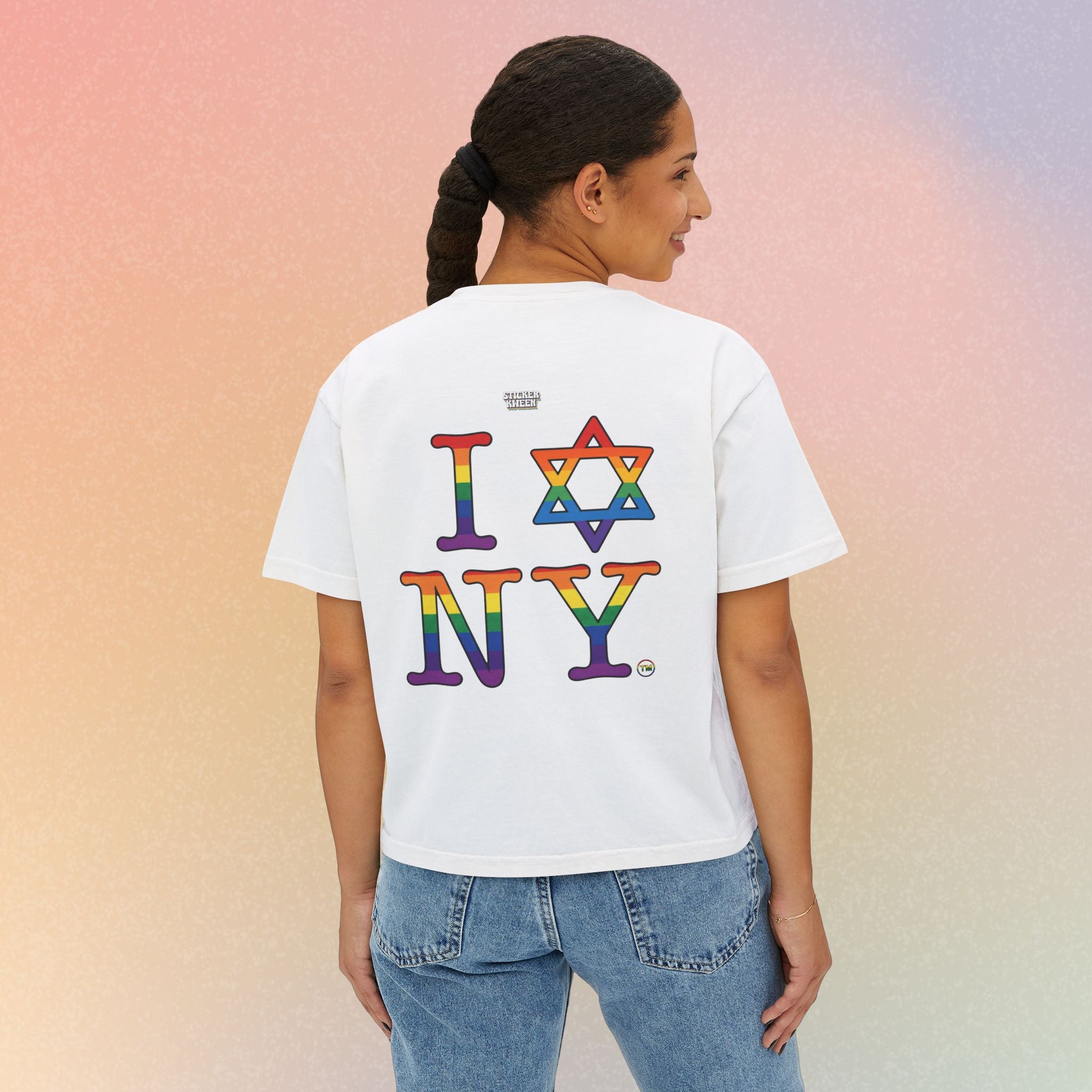 I Love NY Jewish Star LGBTQ Jewish Pride Women's Boxy Tee