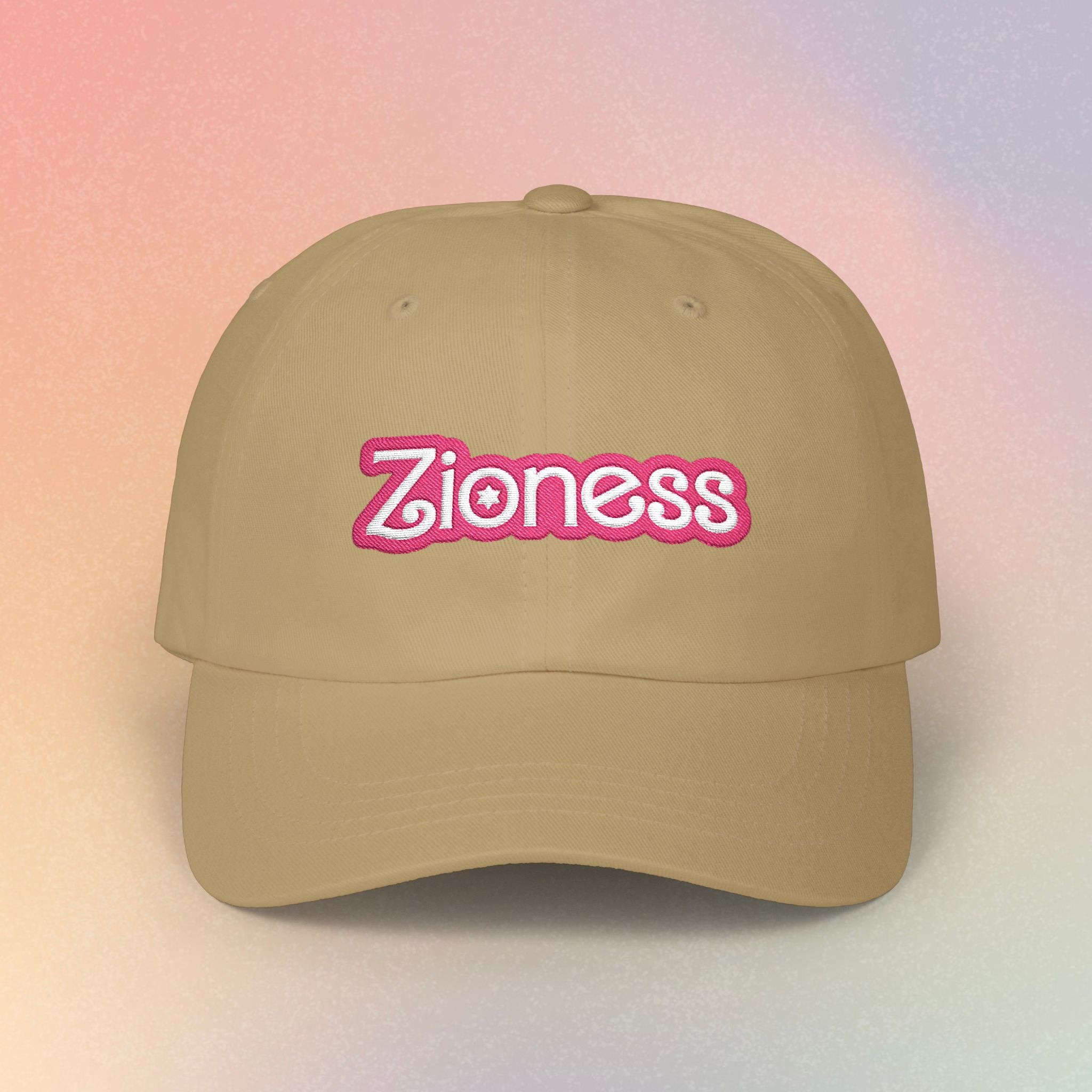 Zioness Embroidered Baseball Cap – Pink Barbie Font Jewish Pride Baseball Hat