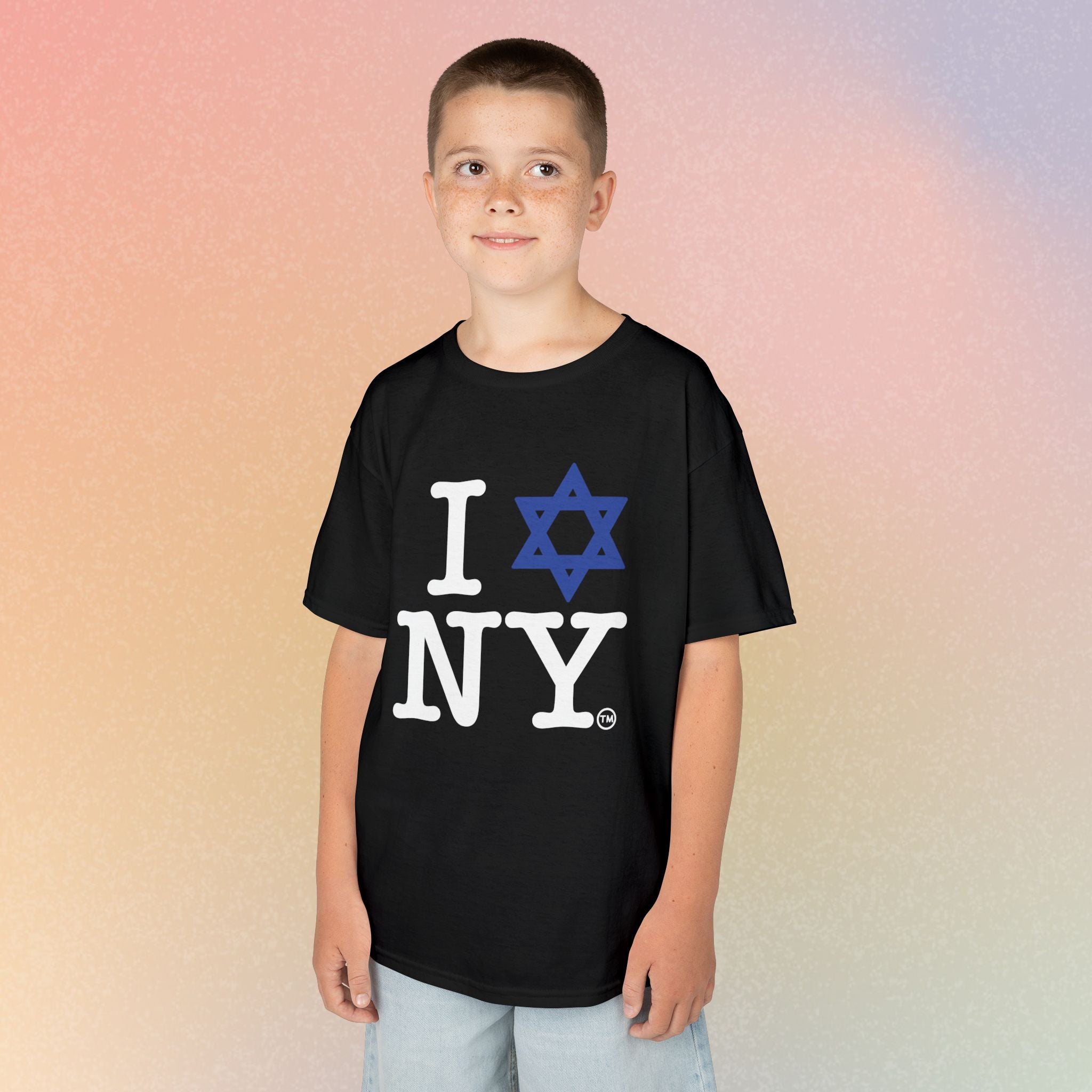 Kids I Jewish Star Love NY T-Shirt — Youth Jewish New York Pride Tee